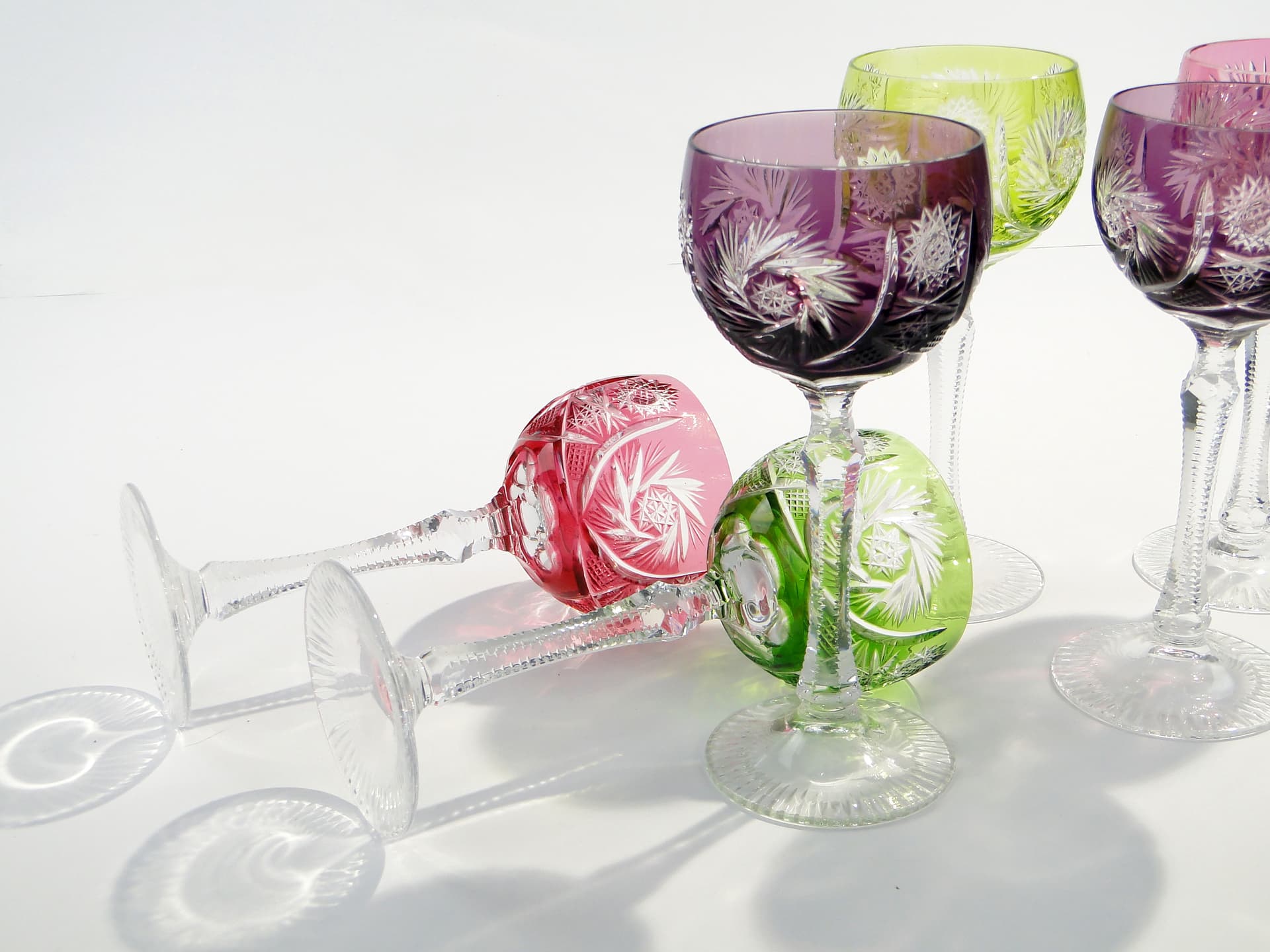 Set of Wine Goblets, multicolor crystal, Nachtmann, Germany, 1960s. - 7926