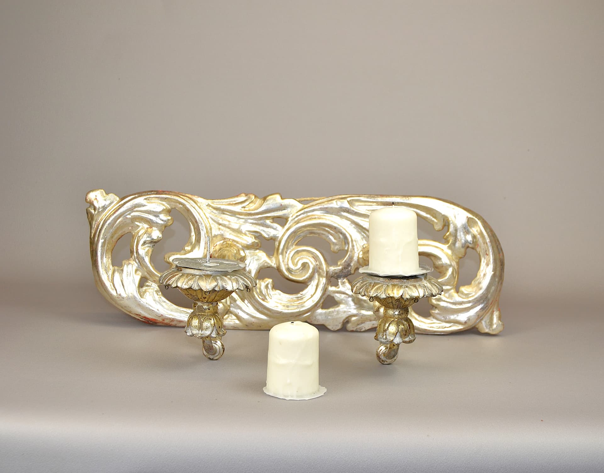 Kinkiet barokowy, srebro, drewno, Europa Zachodnia, XVIII w. - 927