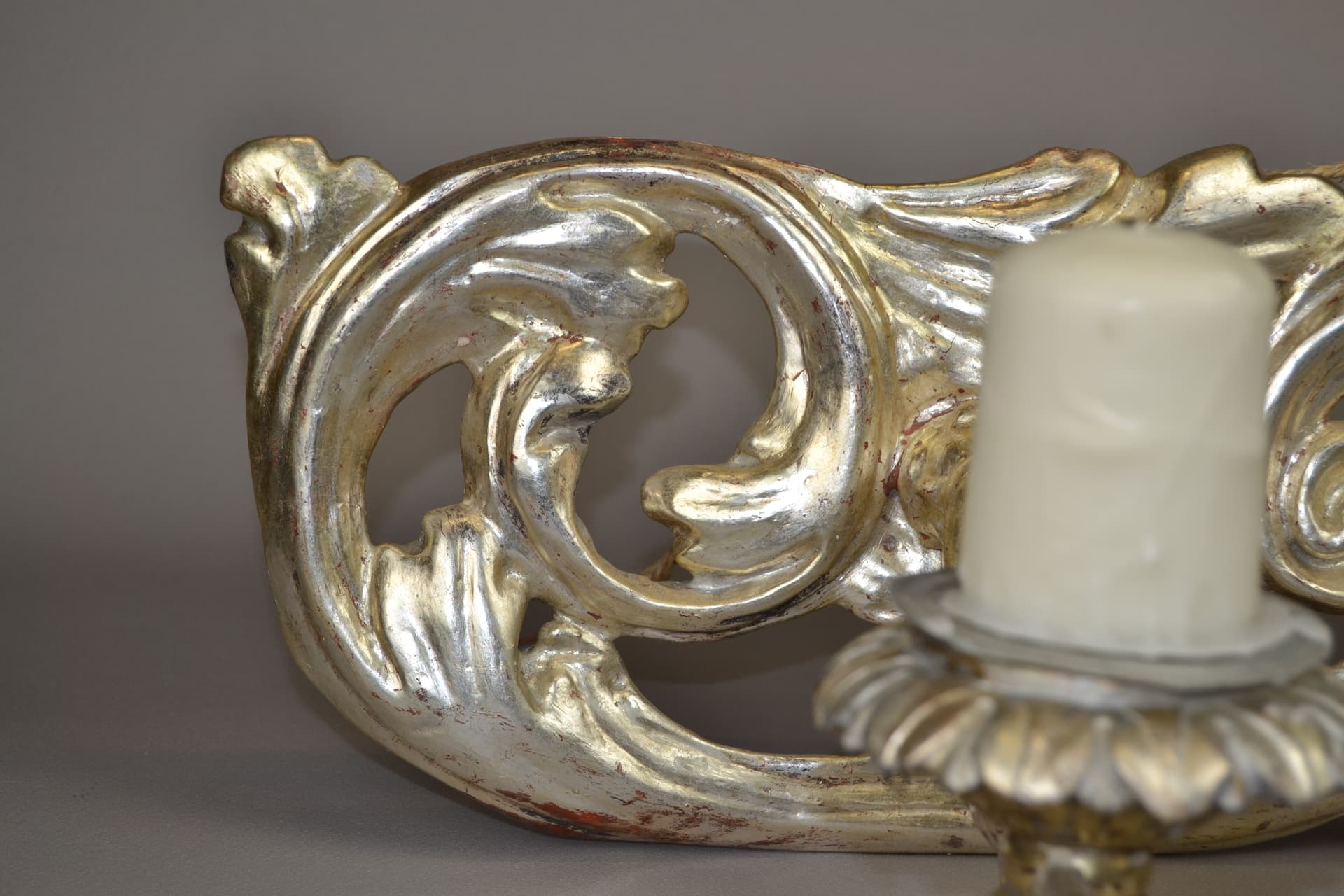 Kinkiet barokowy, srebro, drewno, Europa Zachodnia, XVIII w. - 933