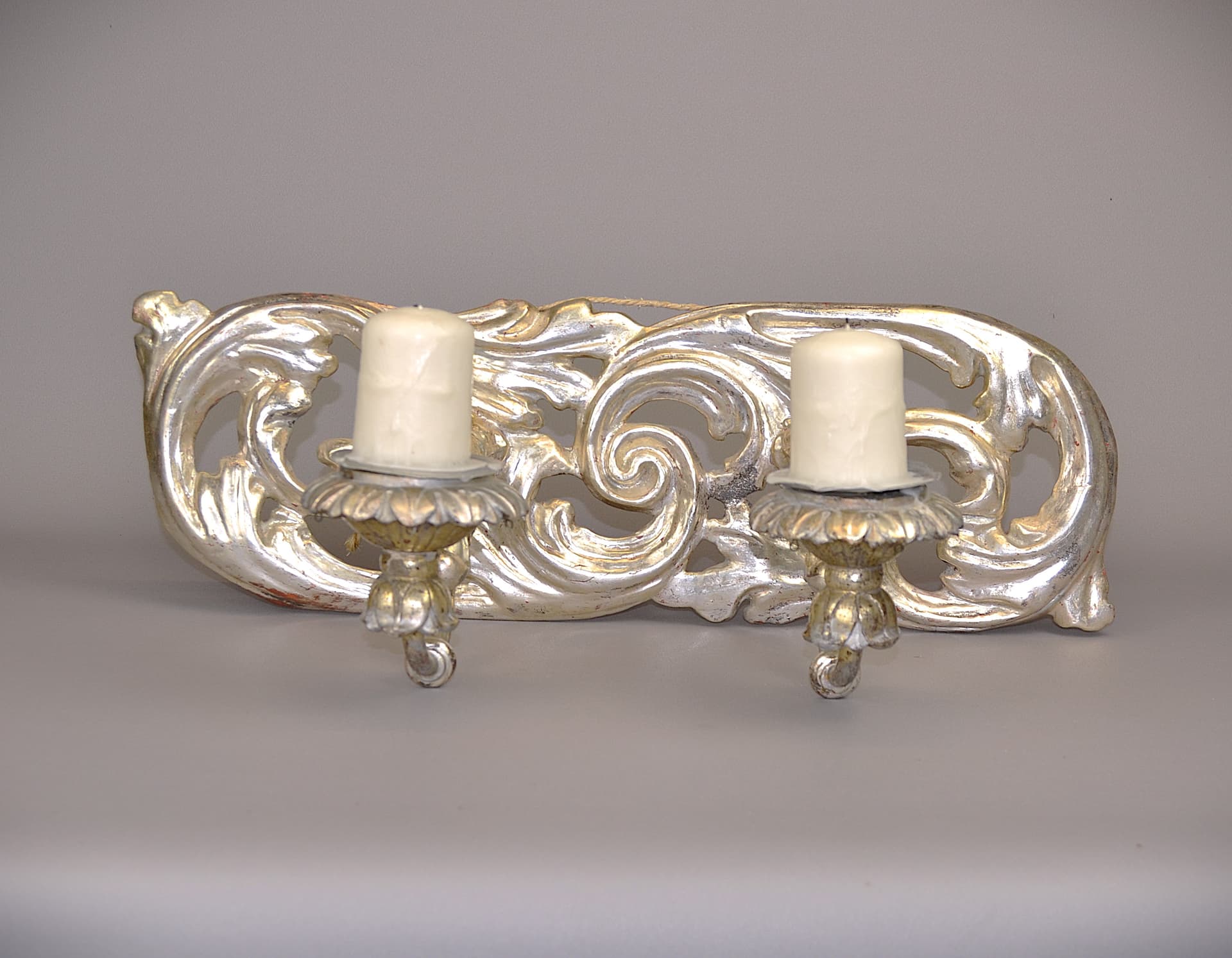 Kinkiet barokowy, srebro, drewno, Europa Zachodnia, XVIII w. - 925