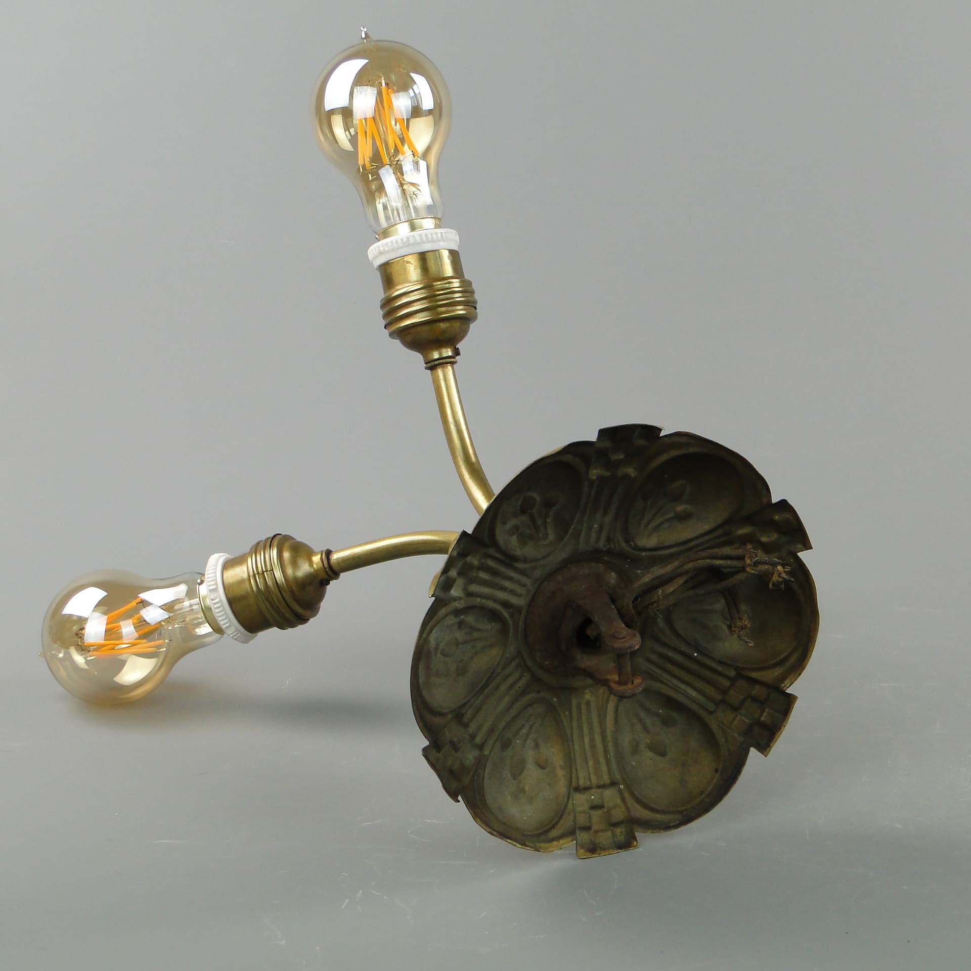 Lampa sufitowa Art Deco, mosiądz złoty, Polska, początek XX w. - 7950