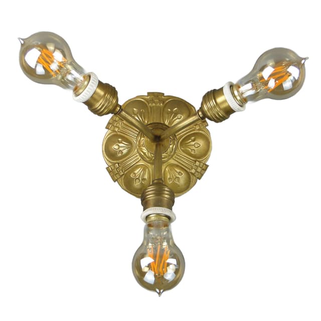 Lampa sufitowa Art Deco, mosiądz złoty, Polska, początek XX w. - WYMIARY