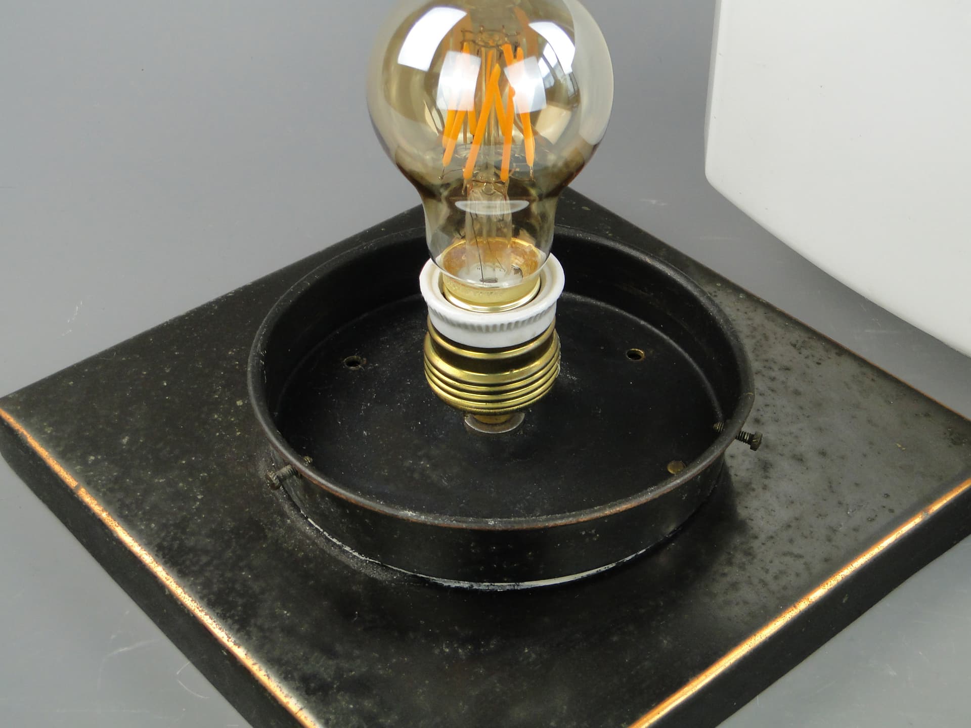 Ceiling lamp Art Deco, white, glass, Czechoslovakia, 1920s. - 7985