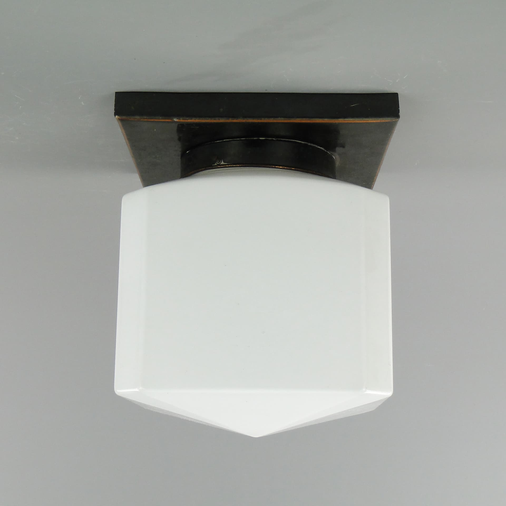 Ceiling lamp Art Deco, white, glass, Czechoslovakia, 1920s. - 7977