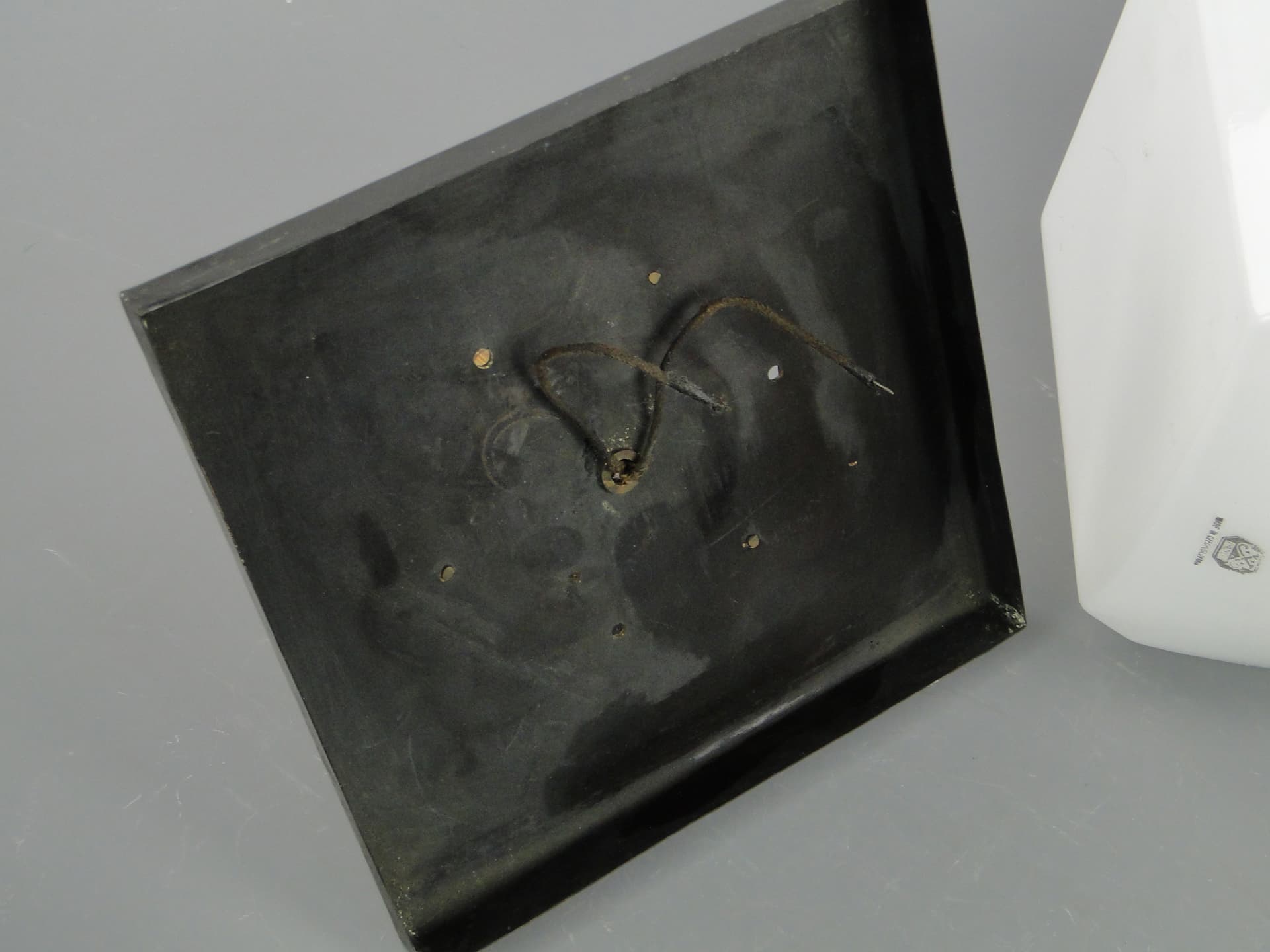 Ceiling lamp Art Deco, white, glass, Czechoslovakia, 1920s. - 7984