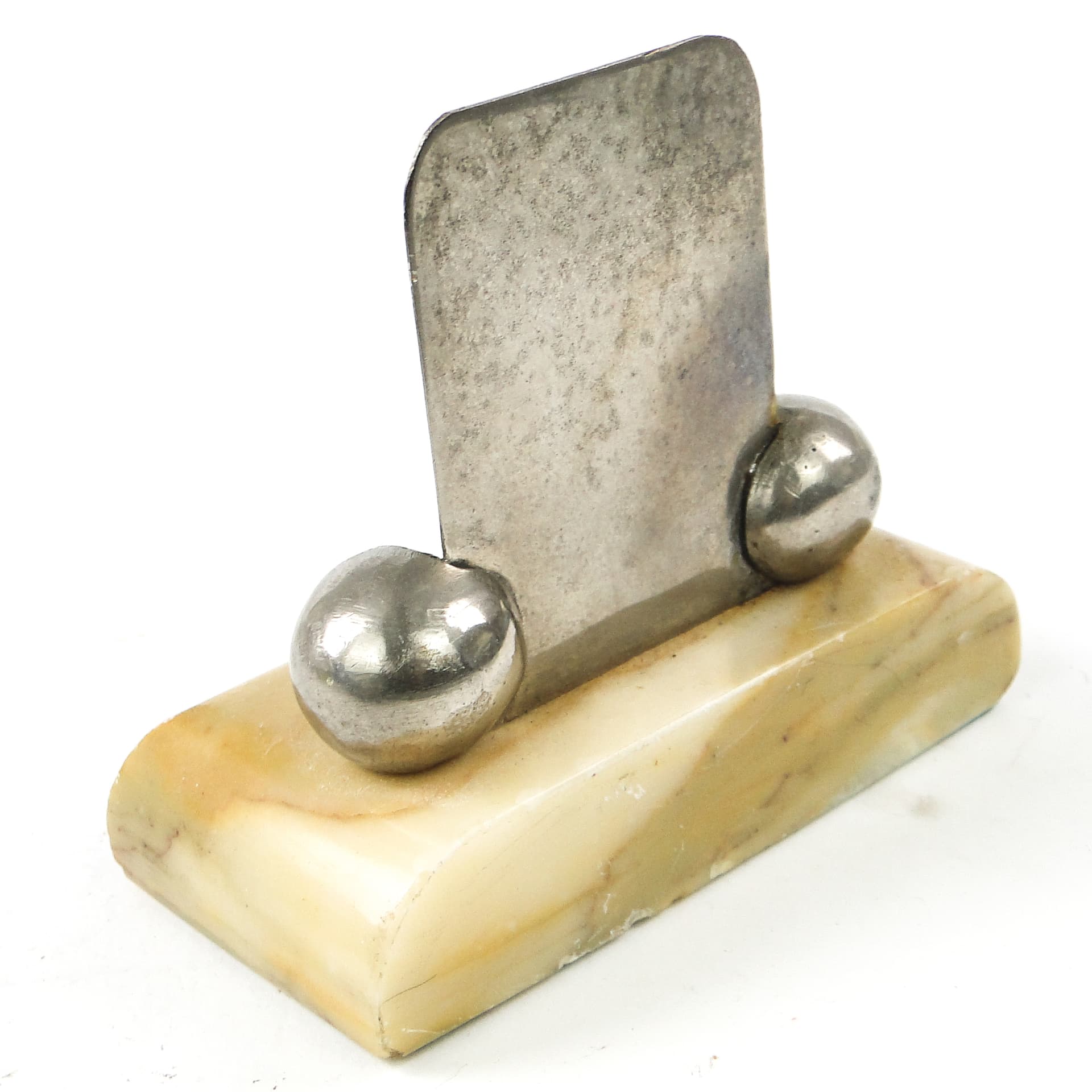 Postument na wizytówki, Art Deco, alabaster ivory white, mosiądz, Niemcy, lata 30. - 111249