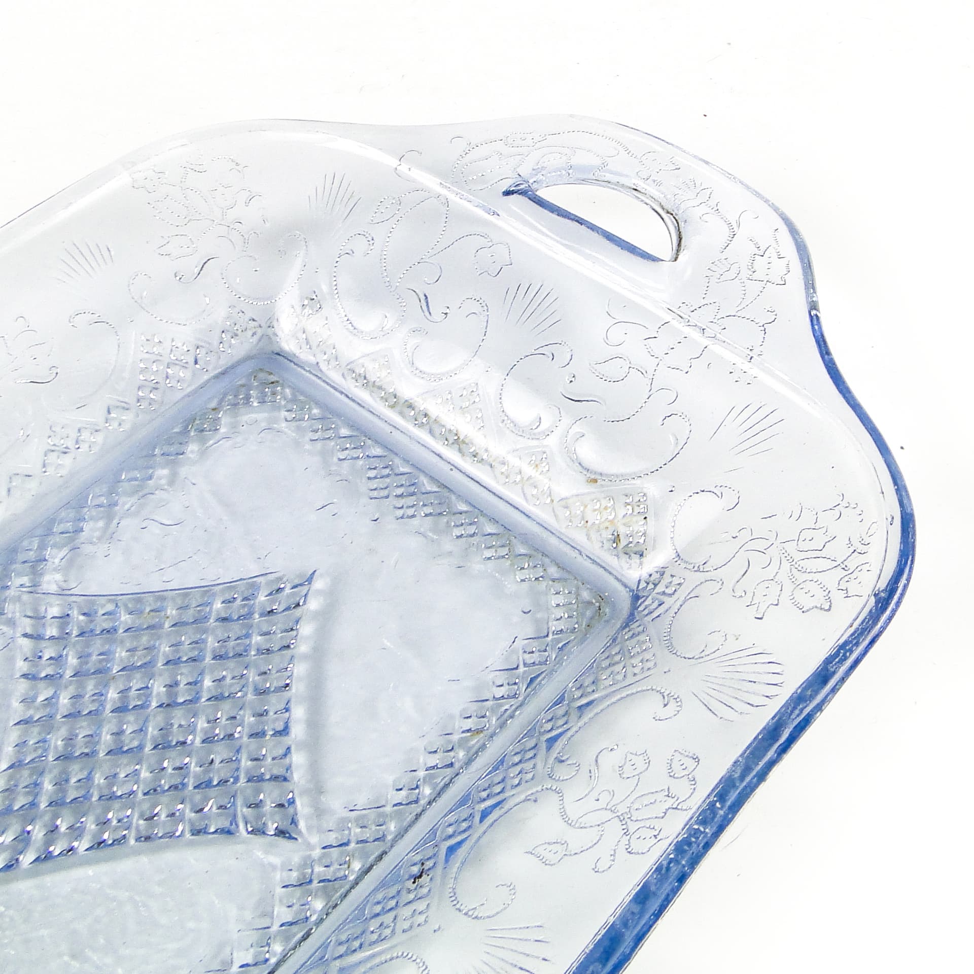 Taca Art Deco, szkło turkusowe, Ząbkowice, Polska, lata 30. - 111317