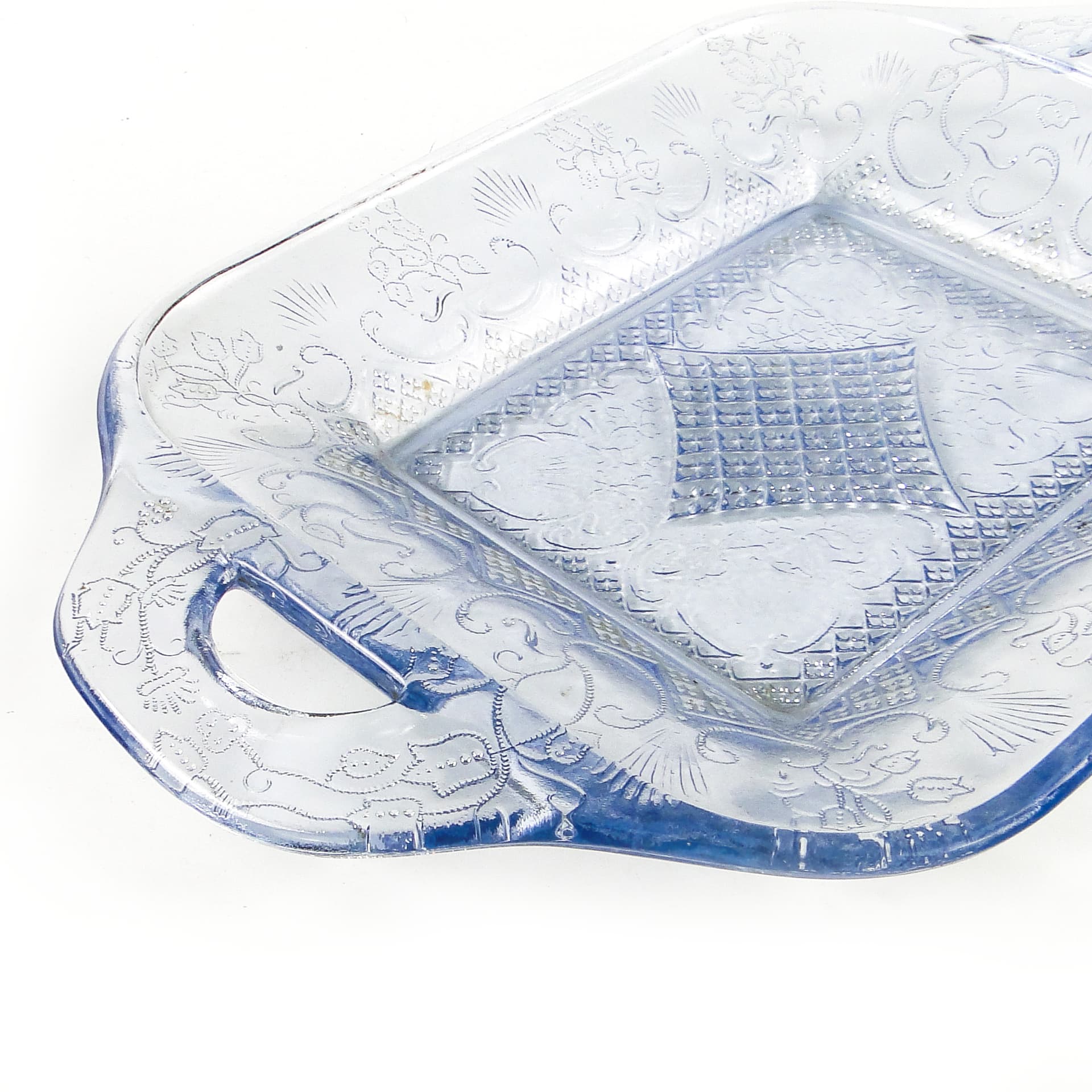 Taca Art Deco, szkło turkusowe, Ząbkowice, Polska, lata 30. - 111319