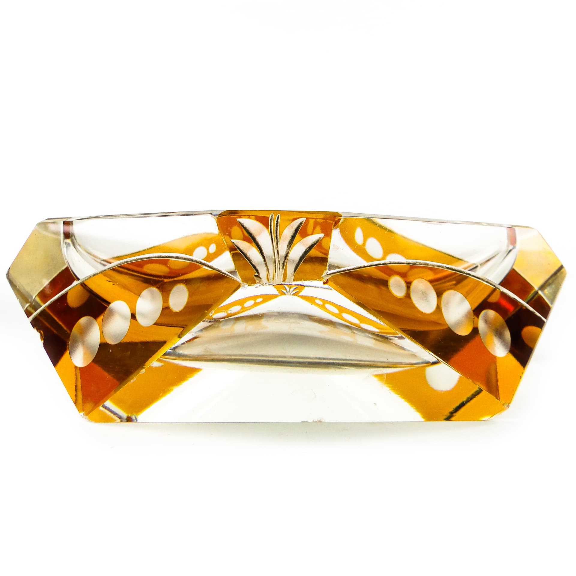 Art Deco ashtray, crystal glass, Huta Julia, Poland, 1960s. - 111333