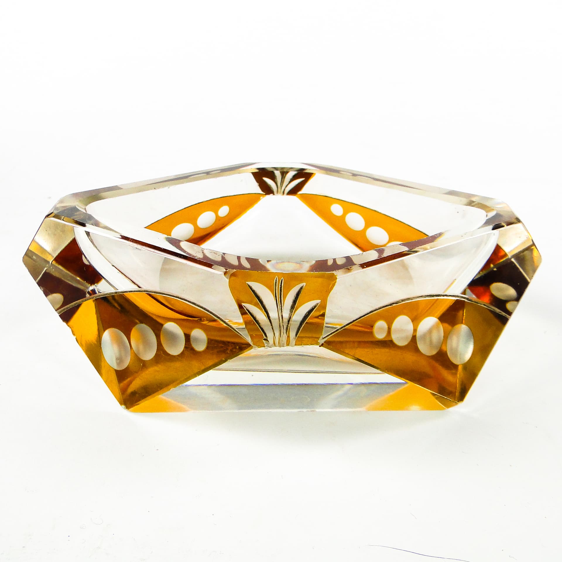 Art Deco ashtray, crystal glass, Huta Julia, Poland, 1960s. - 111332