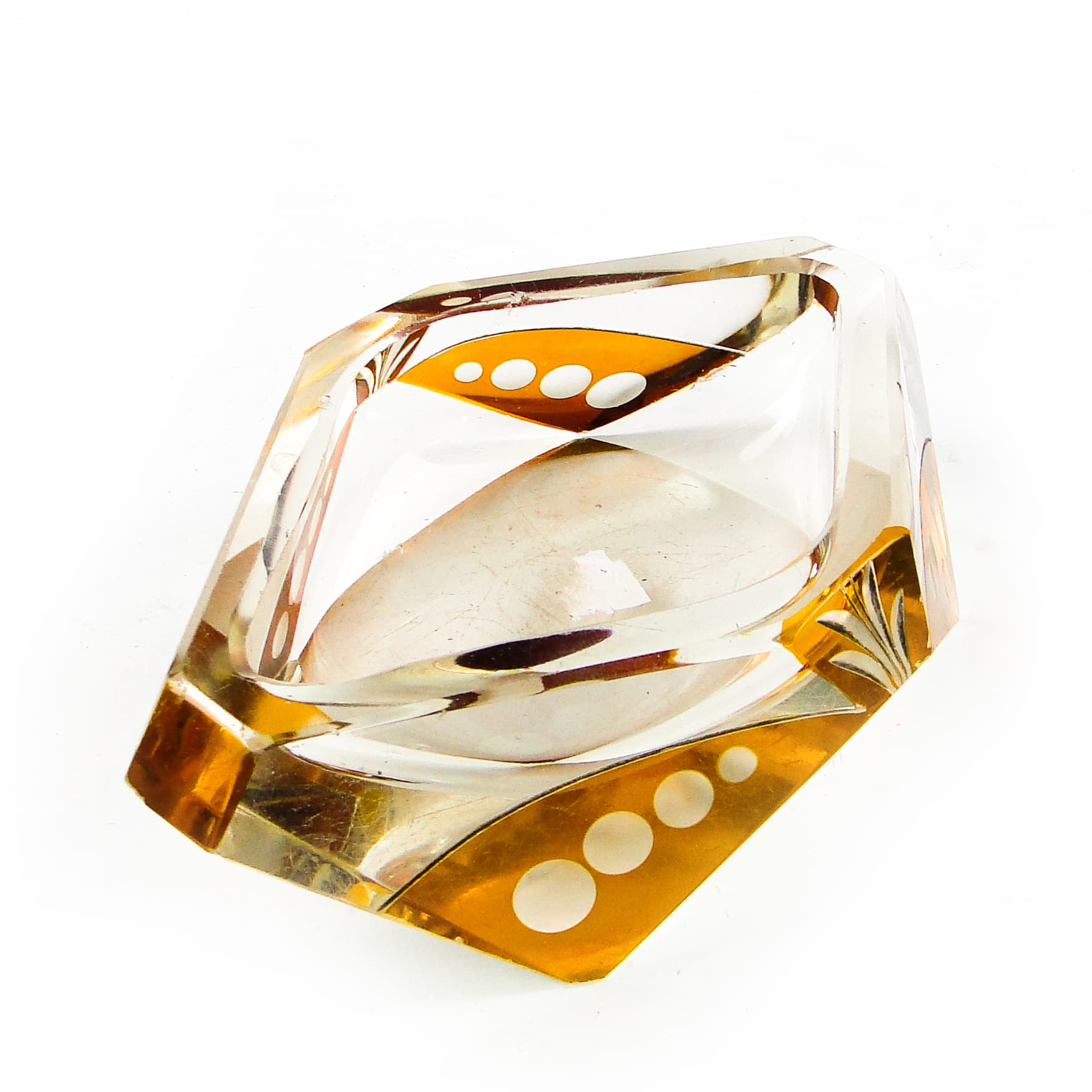 Art Deco ashtray, crystal glass, Huta Julia, Poland, 1960s. - 111322