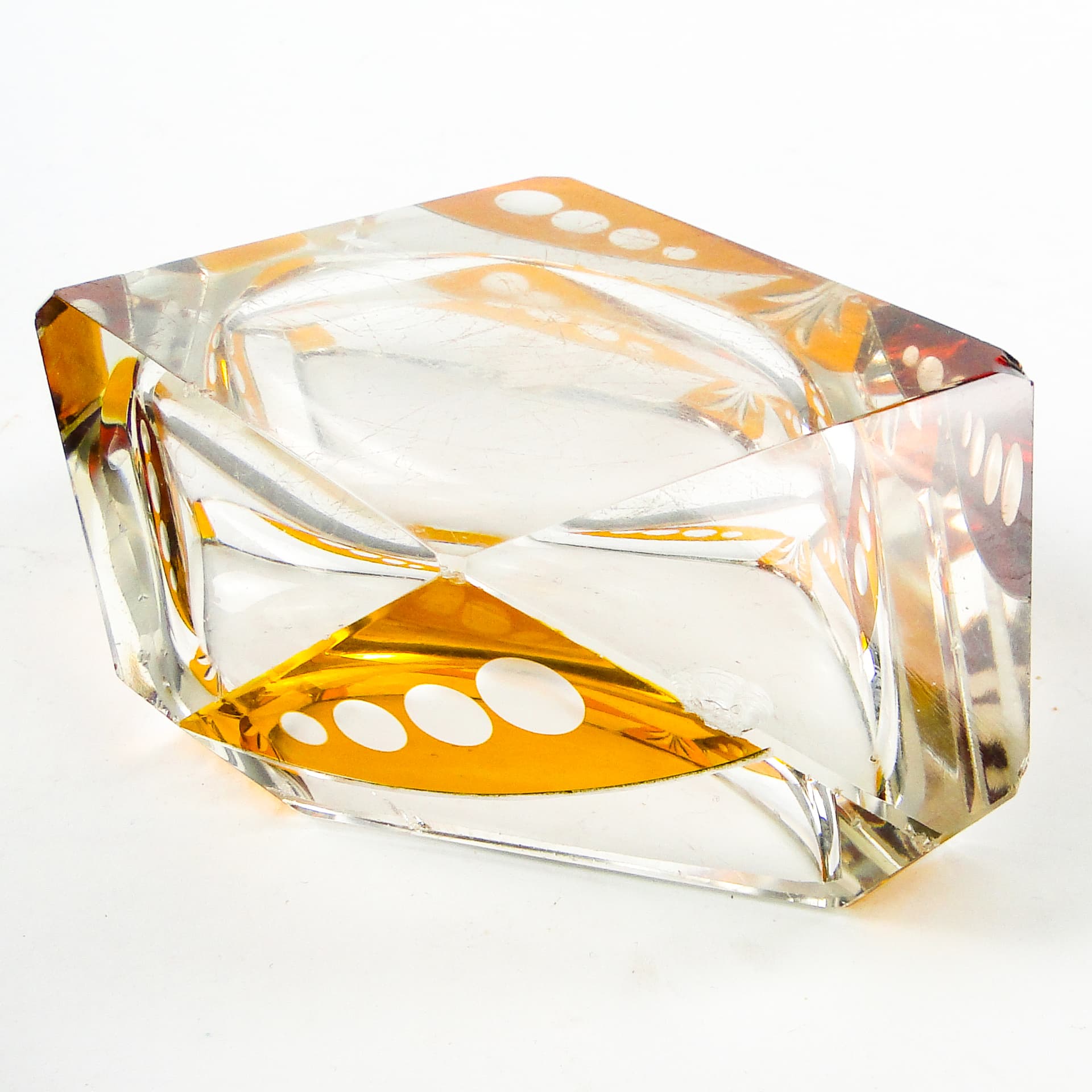 Art Deco ashtray, crystal glass, Huta Julia, Poland, 1960s. - 111327