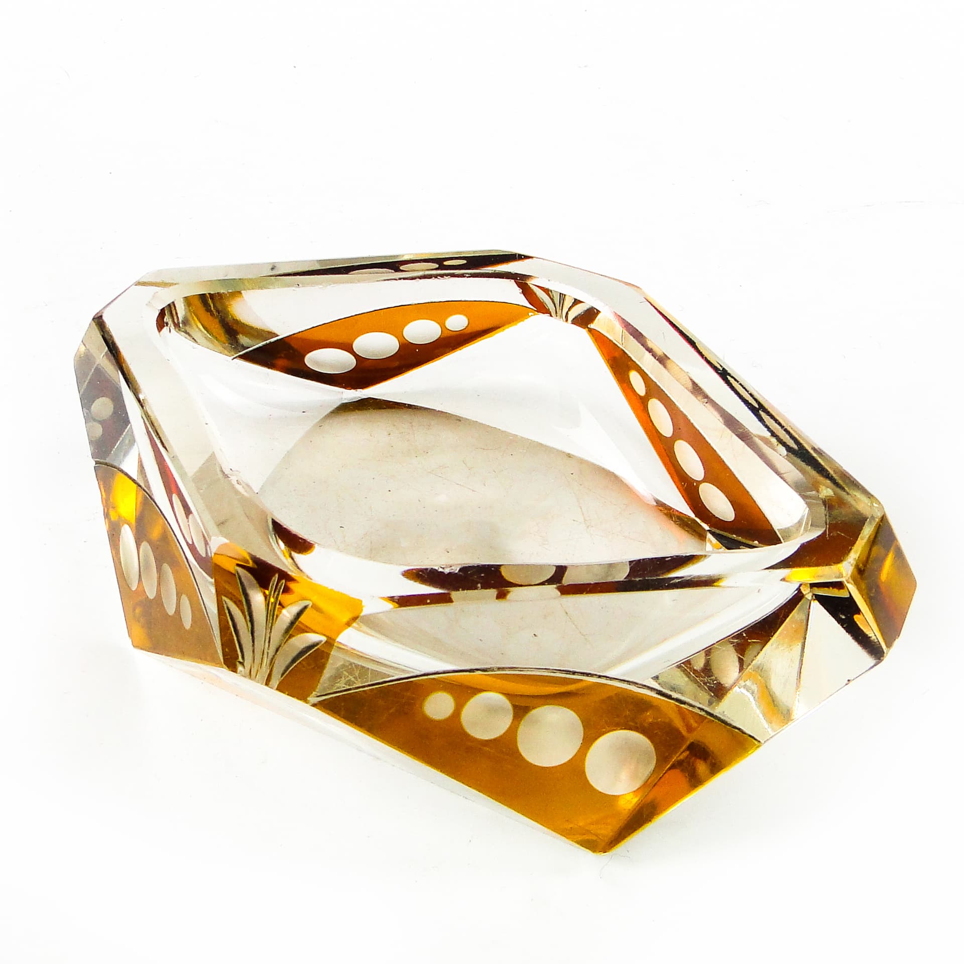 Art Deco ashtray, crystal glass, Huta Julia, Poland, 1960s. - 111323