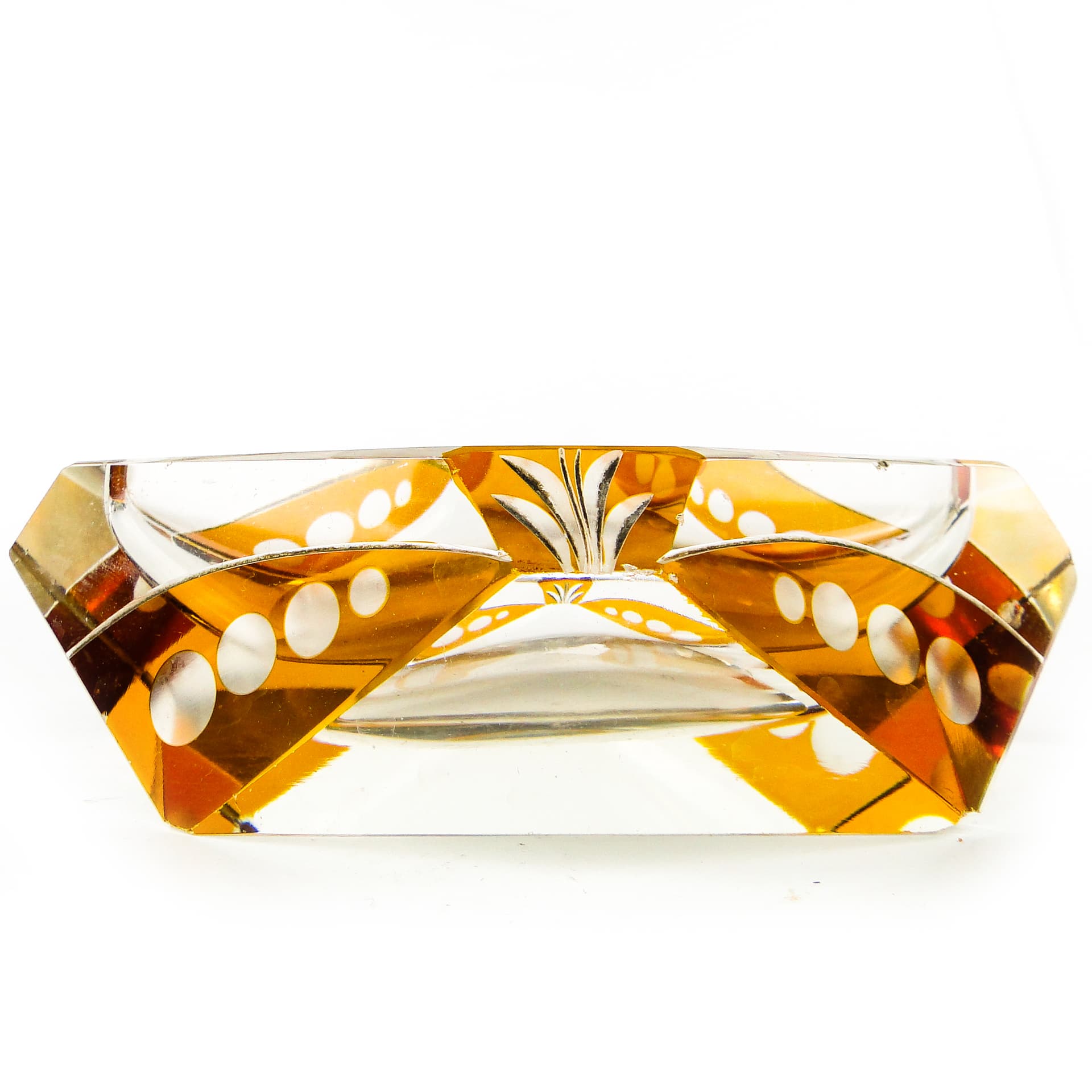 Art Deco ashtray, crystal glass, Huta Julia, Poland, 1960s. - 111324