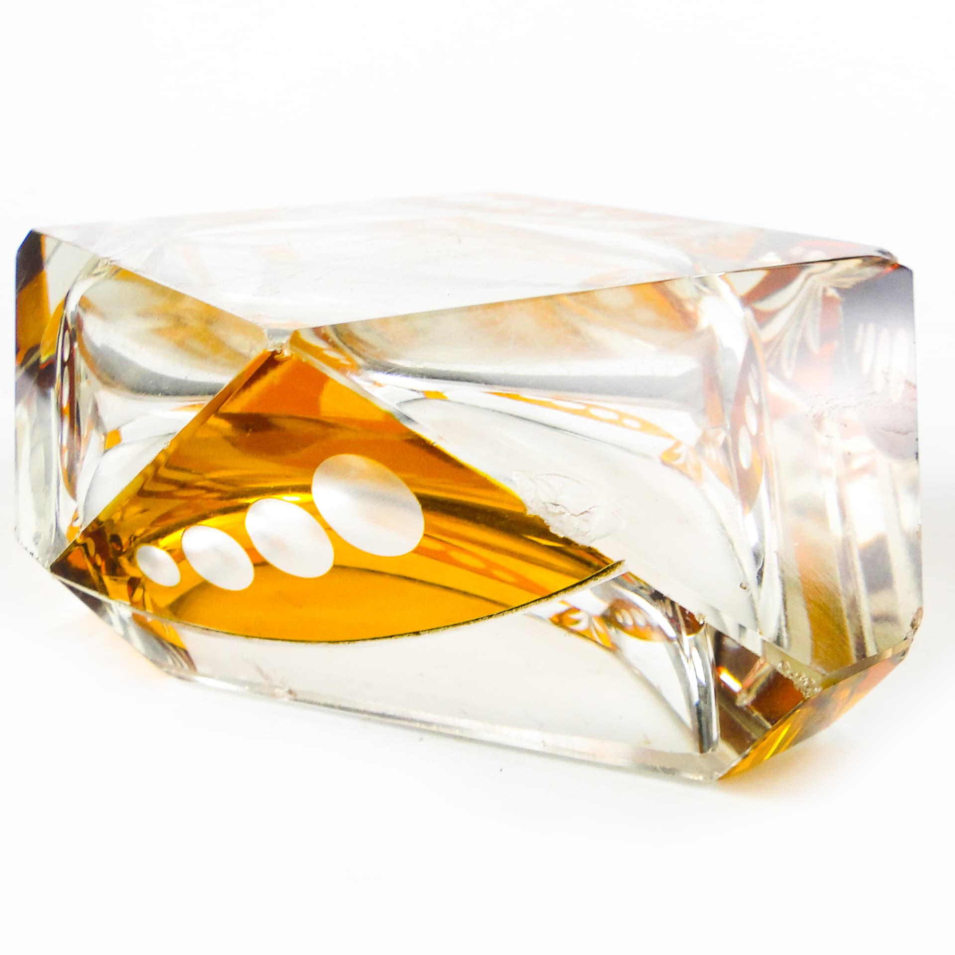 Art Deco ashtray, crystal glass, Huta Julia, Poland, 1960s. - 111325