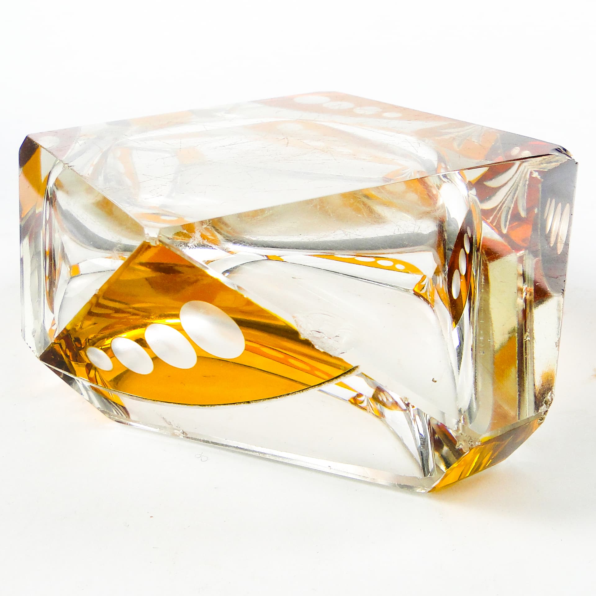 Art Deco ashtray, crystal glass, Huta Julia, Poland, 1960s. - 111329