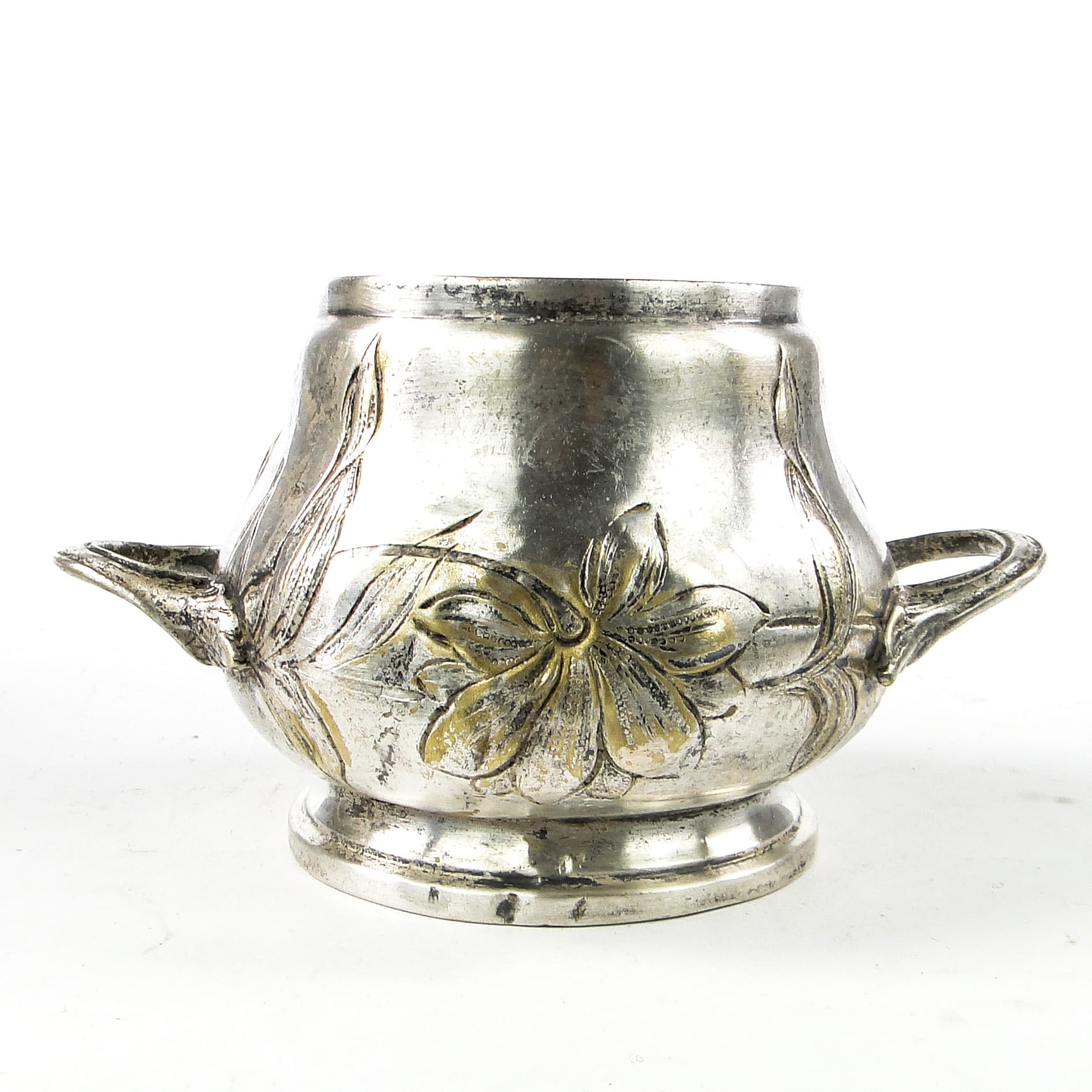 Cukiernica Art Nouveau, mosiądz srebrzony, Niemcy, początek XX w. - 111345