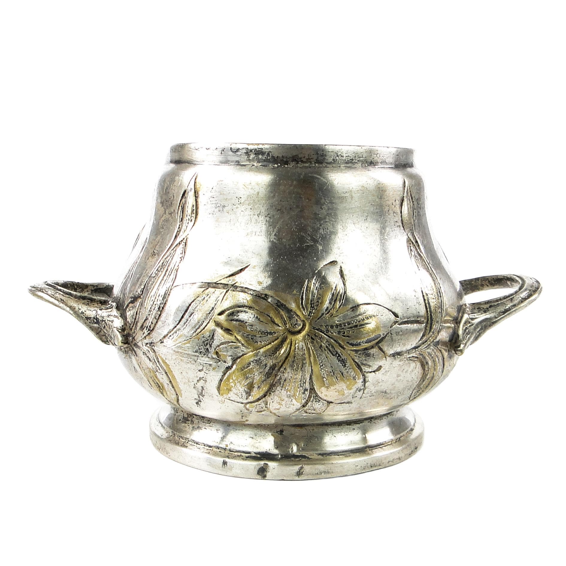 Cukiernica Art Nouveau, mosiądz srebrzony, Niemcy, początek XX w.