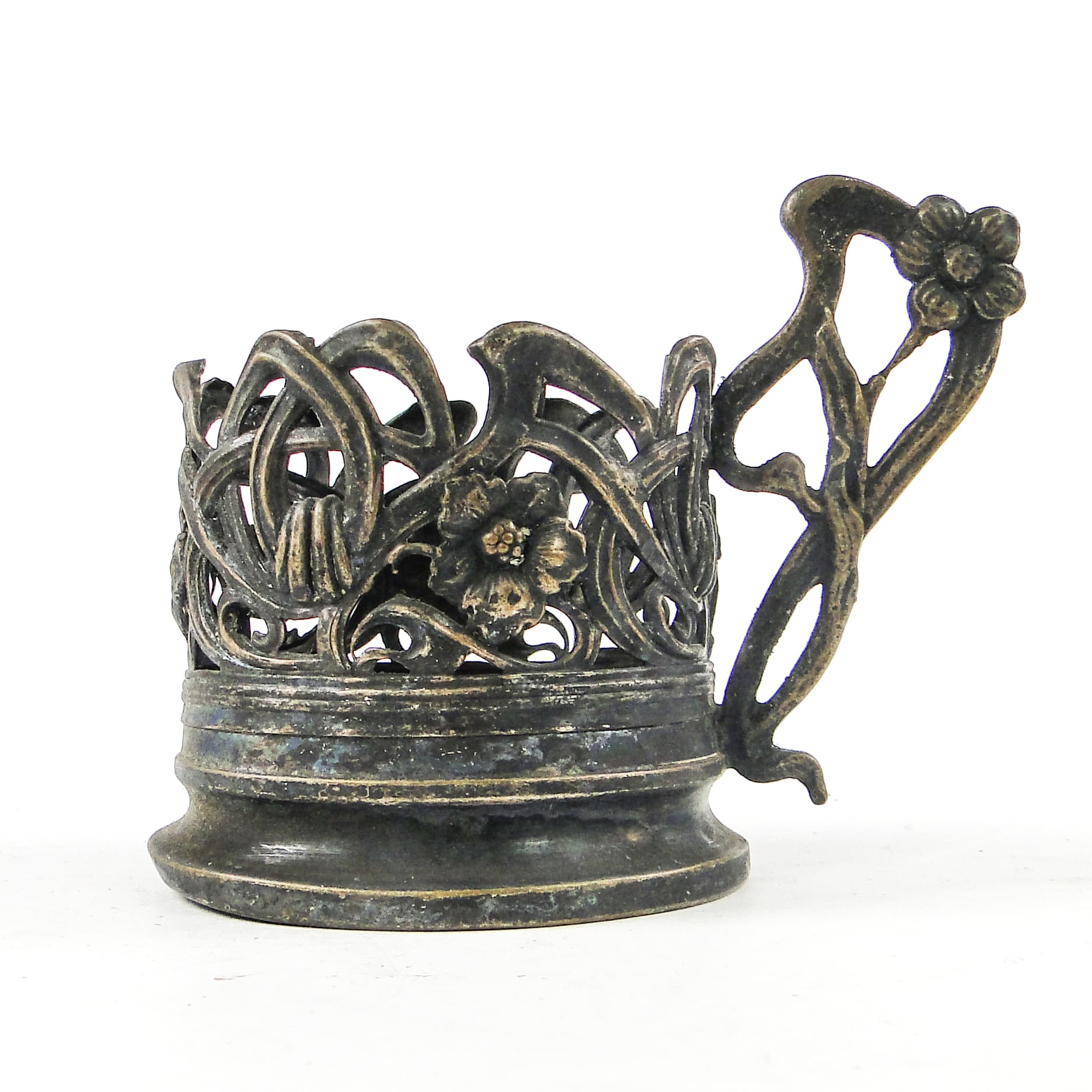 Tea glass holder, Art Nouveau, silver-plated brass, Poland, early 20th c. - 111364