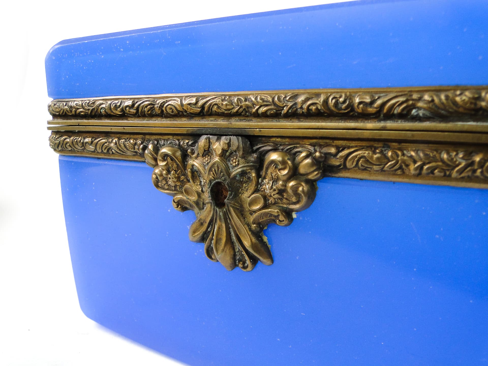 Biedermeier jewelry casket, cobalt glass, gilt brass, Czechoslovakia, 19th c. - 111469
