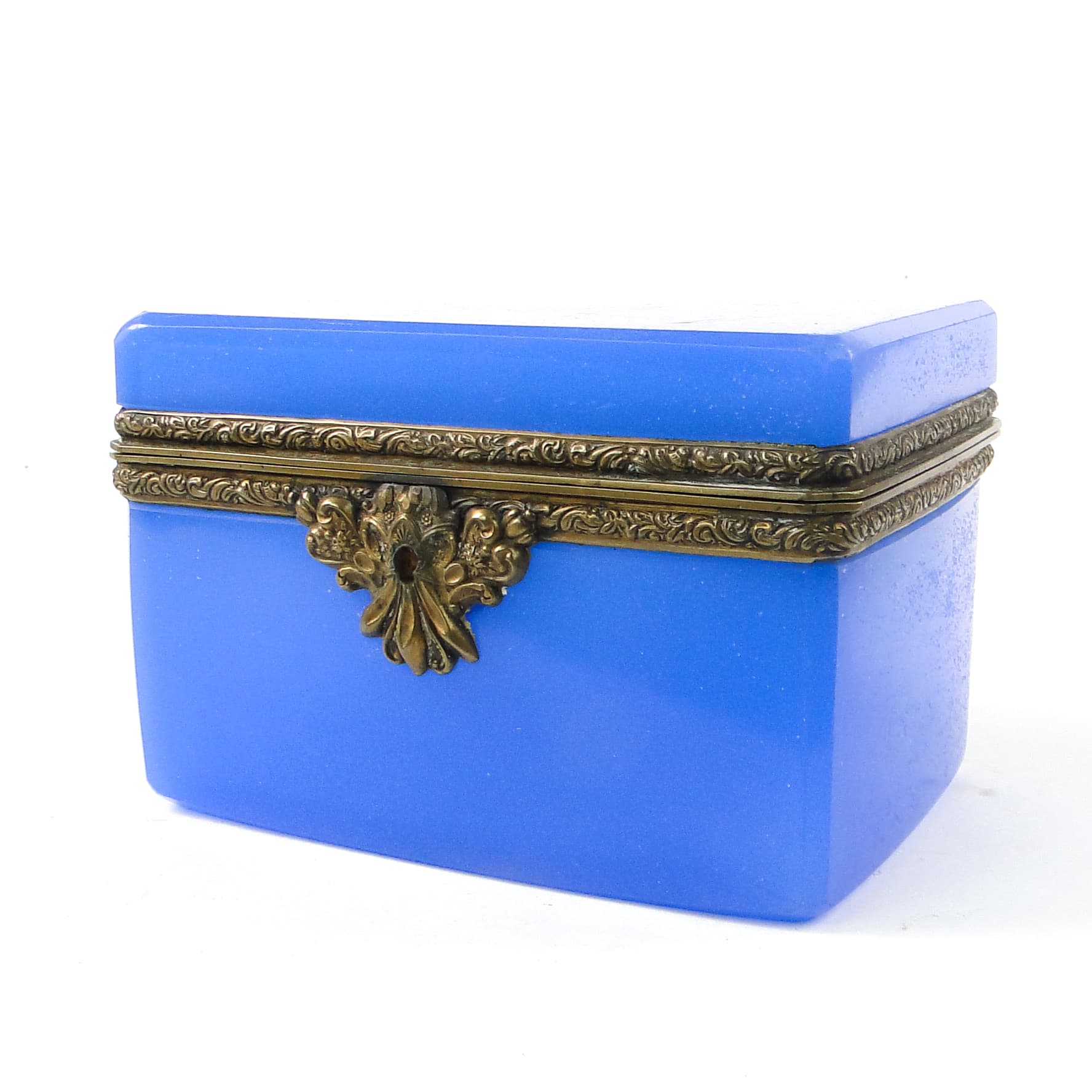 Biedermeier jewelry casket, cobalt glass, gilt brass, Czechoslovakia, 19th c. - 111474