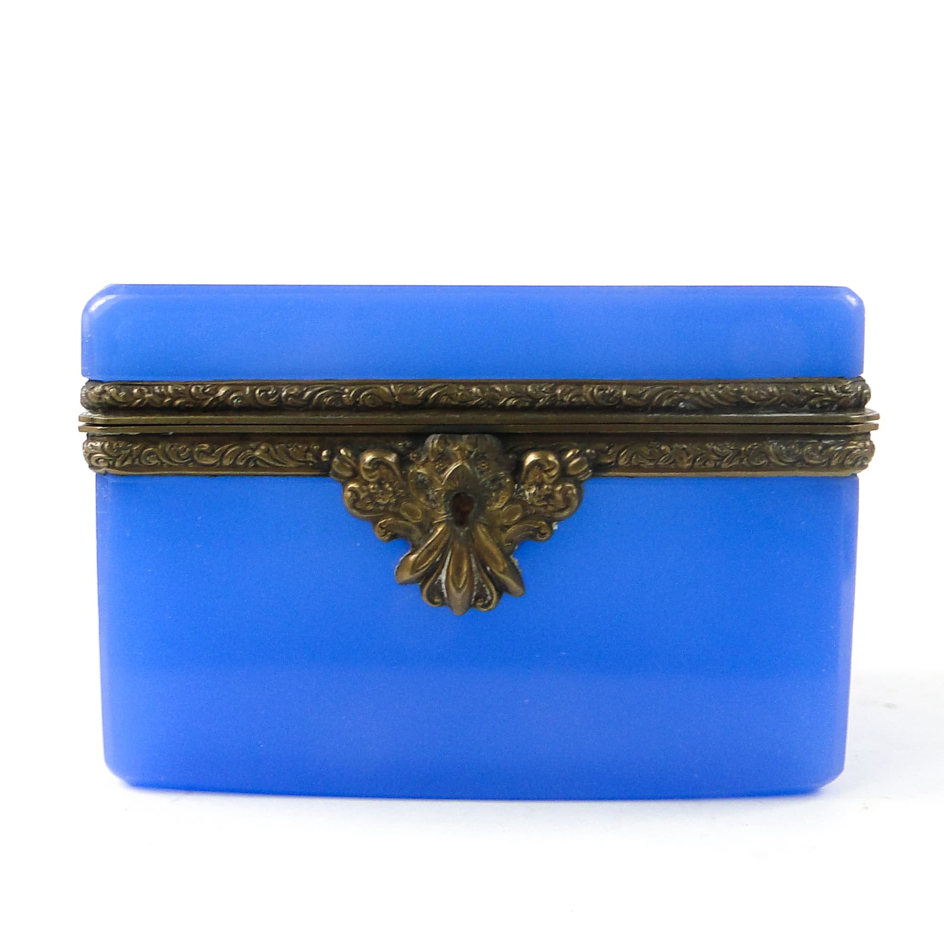 Biedermeier jewelry casket, cobalt glass, gilt brass, Czechoslovakia, 19th c. - 111473