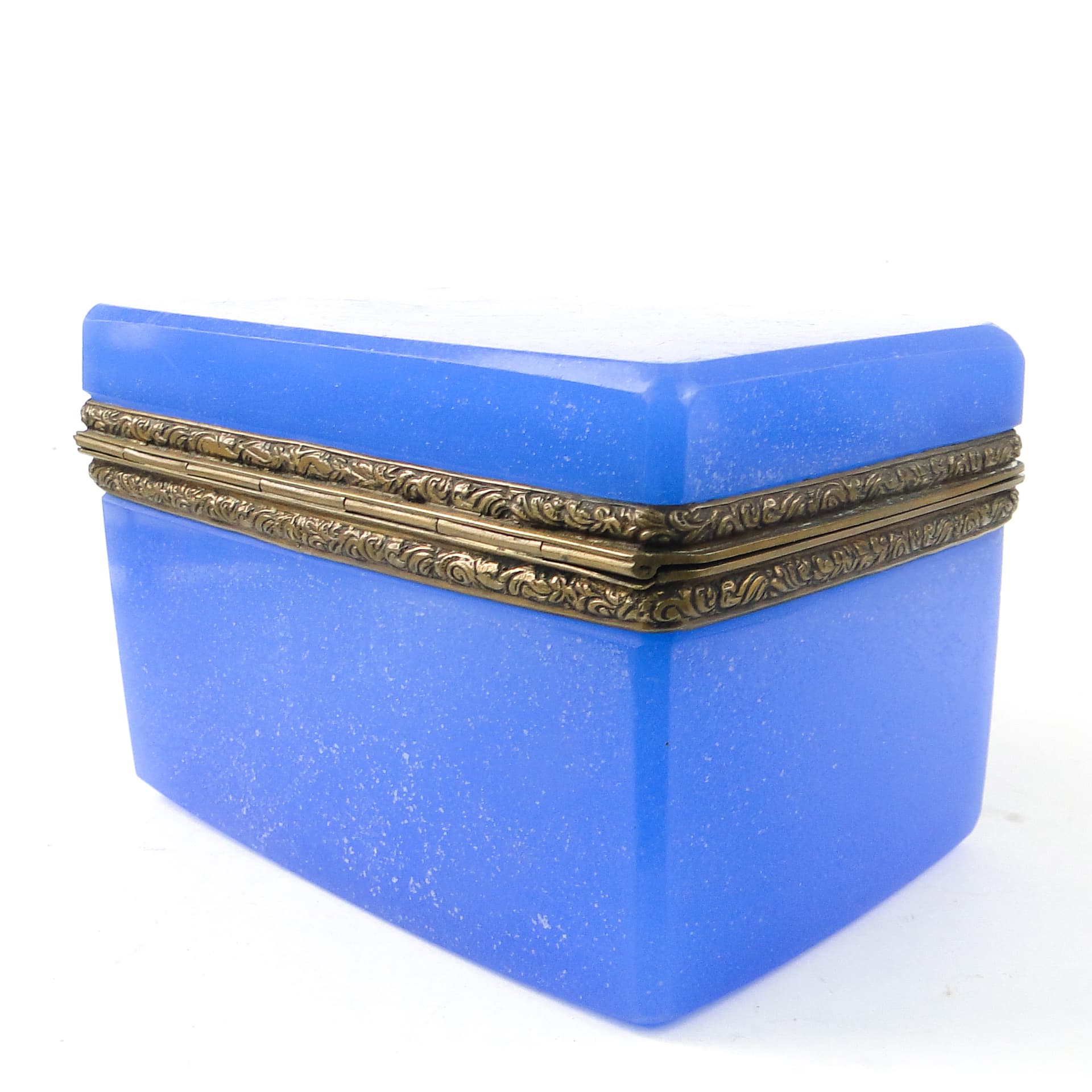 Biedermeier jewelry casket, cobalt glass, gilt brass, Czechoslovakia, 19th c. - 111472