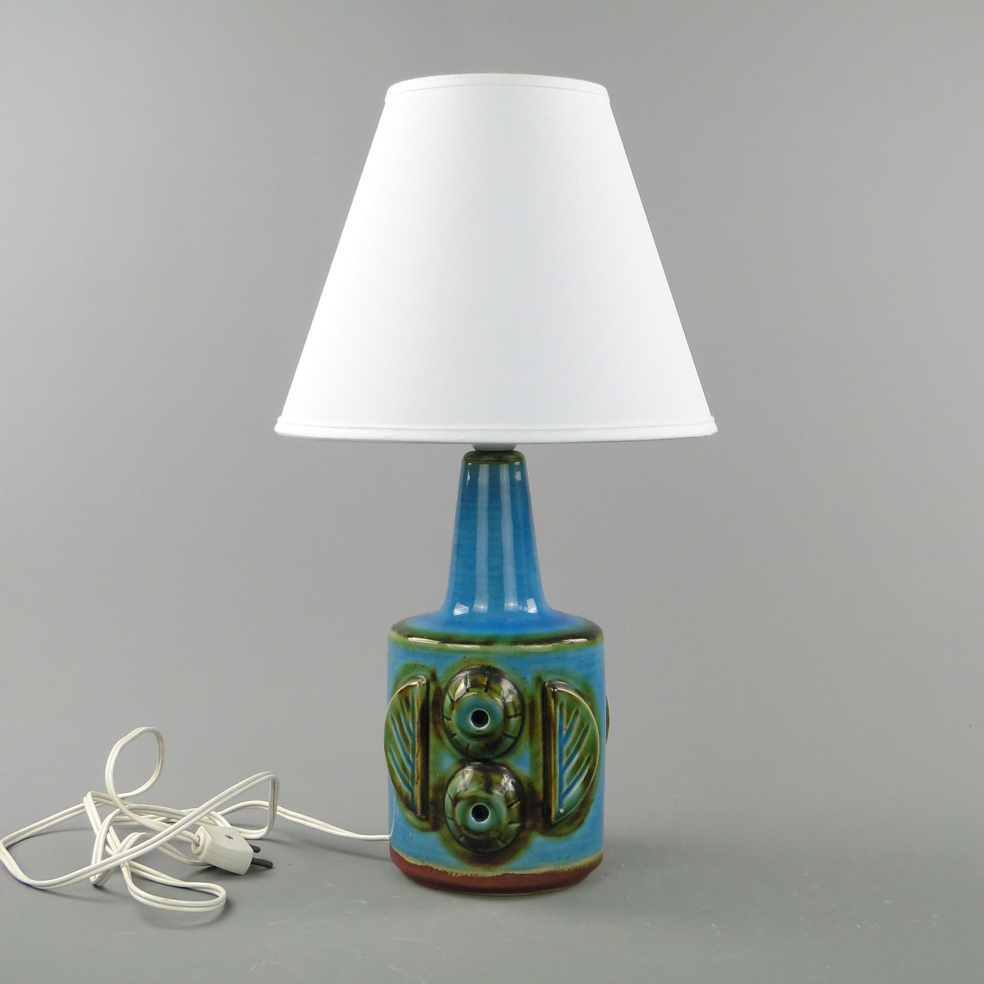 Lampa stołowa, ceramika turkusowa, Dania, lata 60. - 8019