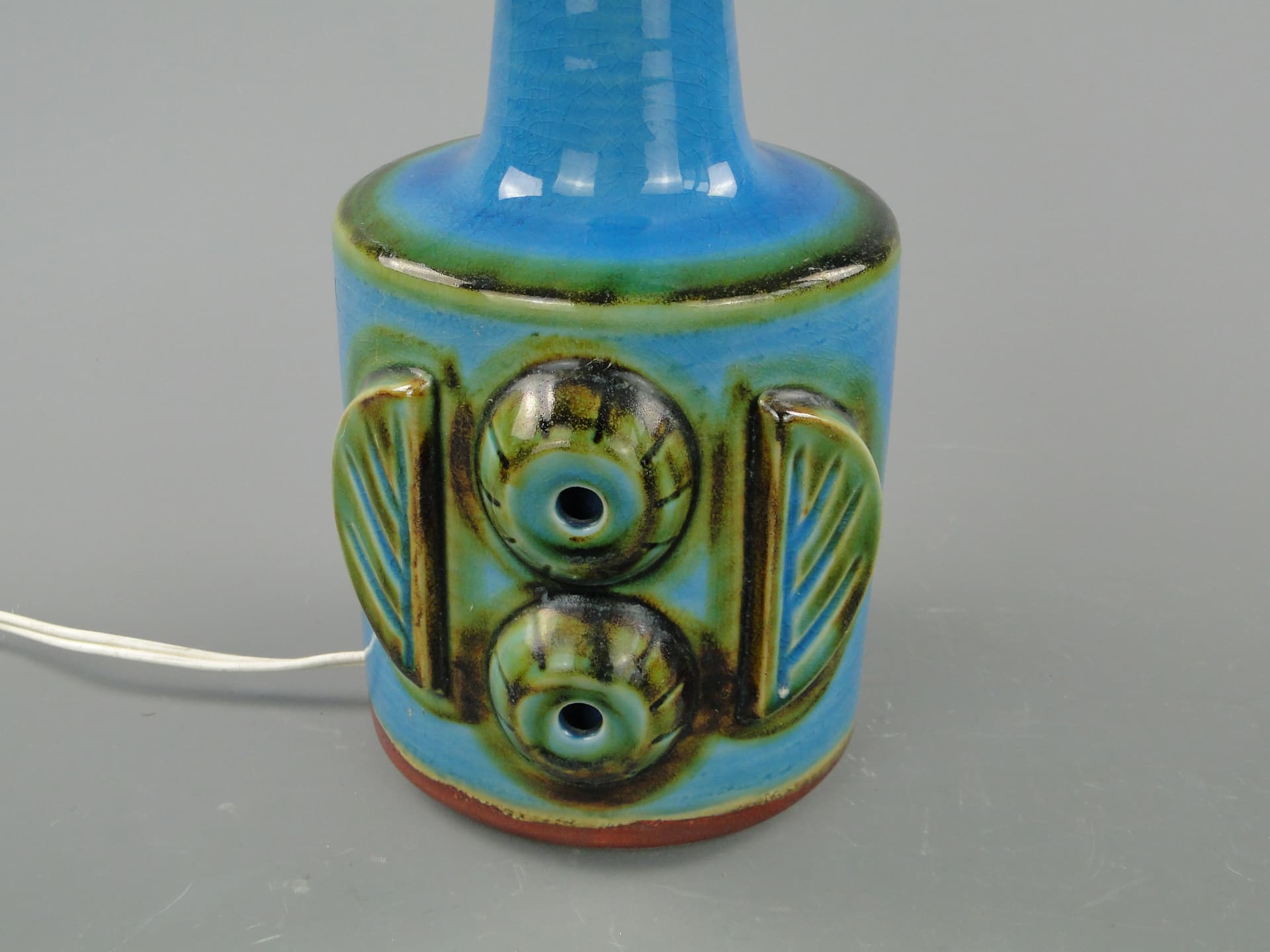 Lampa stołowa, ceramika turkusowa, Dania, lata 60. - 8024
