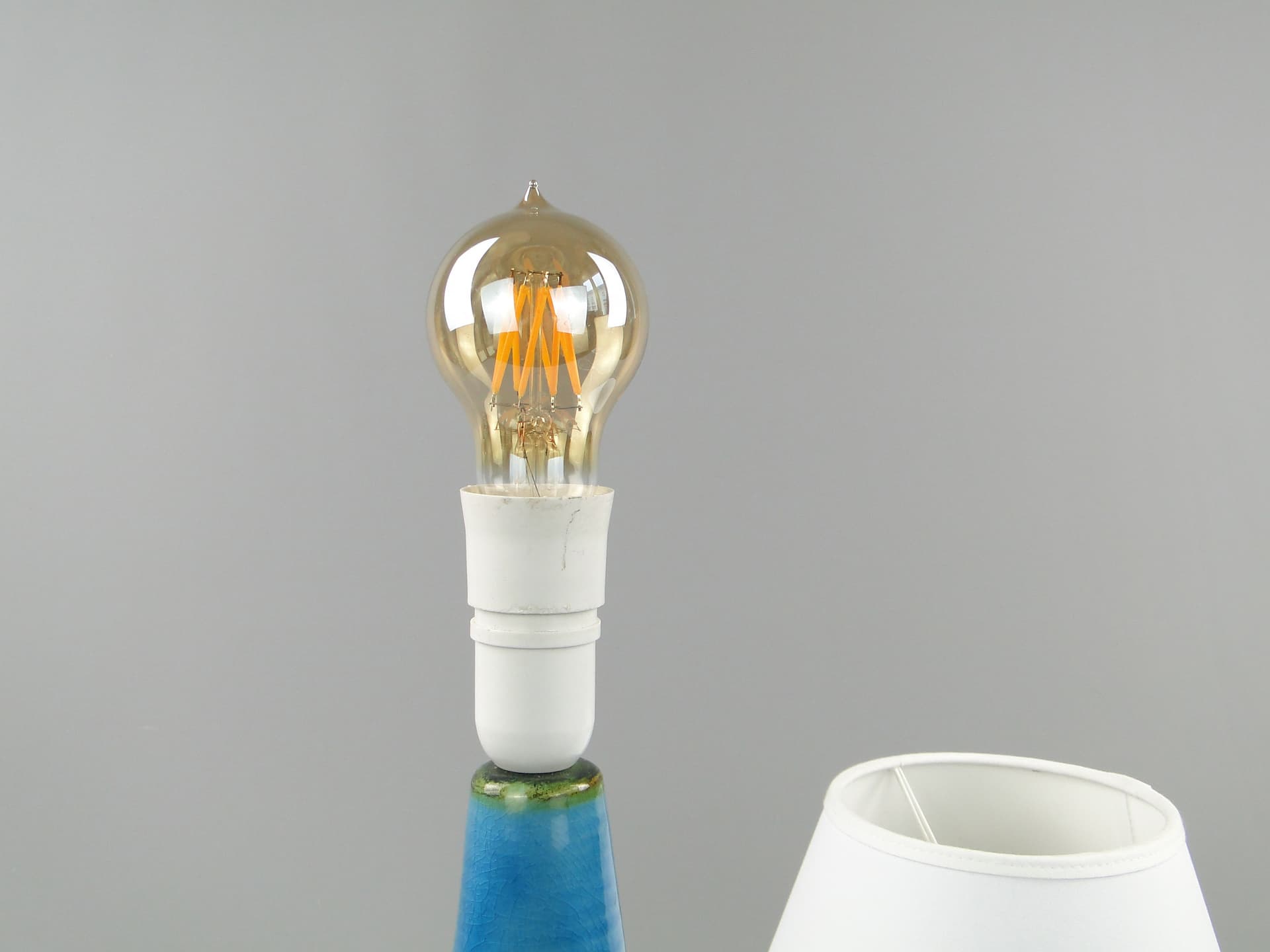 Lampa stołowa, ceramika turkusowa, Dania, lata 60. - 8021