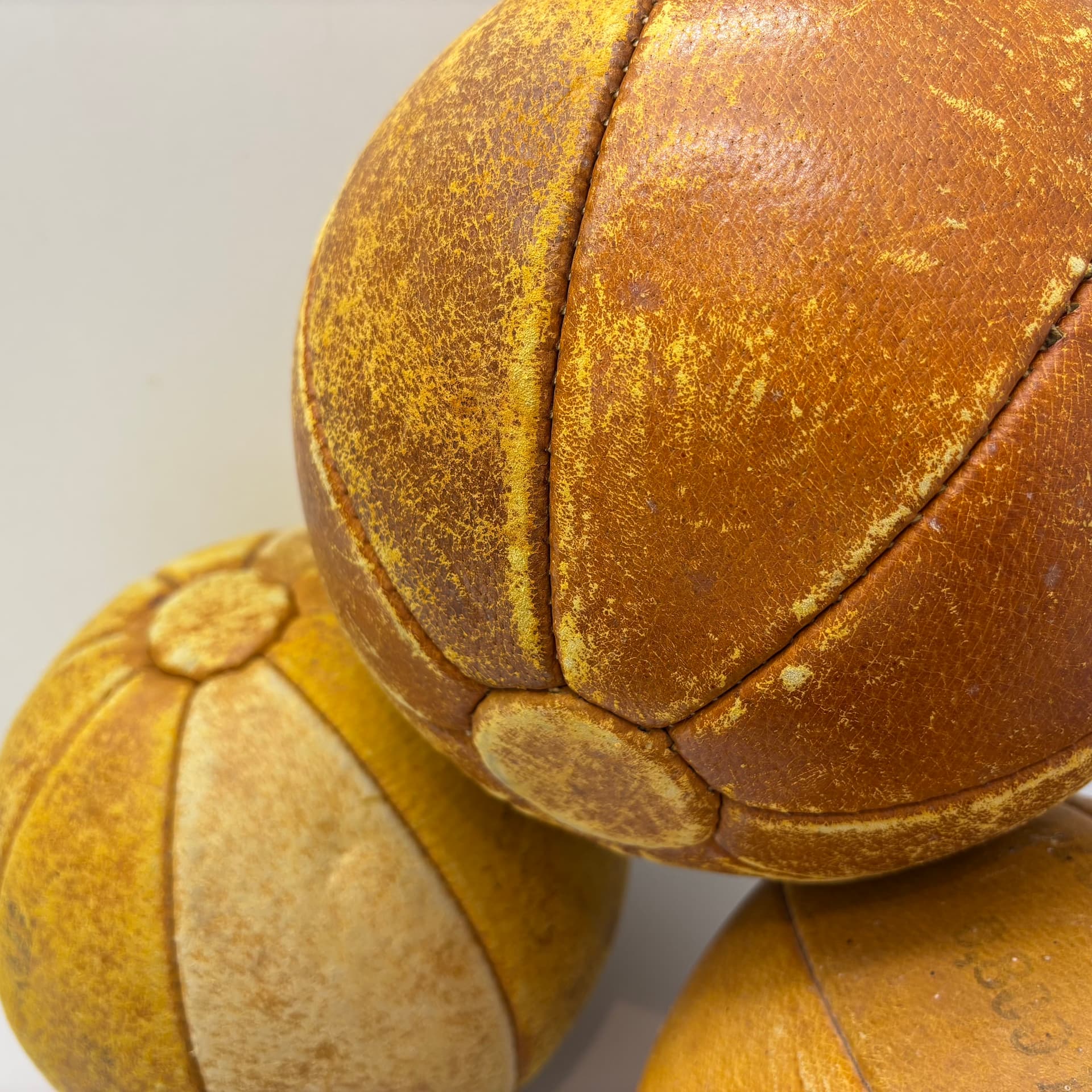 Komplet piłek lekarskich, brązowy, skóra naturalna, Niemcy, lata 70. - 111500