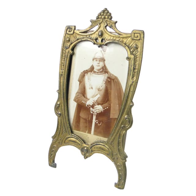 Ramka na zdjęcia Art Nouveau, mosiądz pozłacany, Francja, początek XX w. - WYMIARY