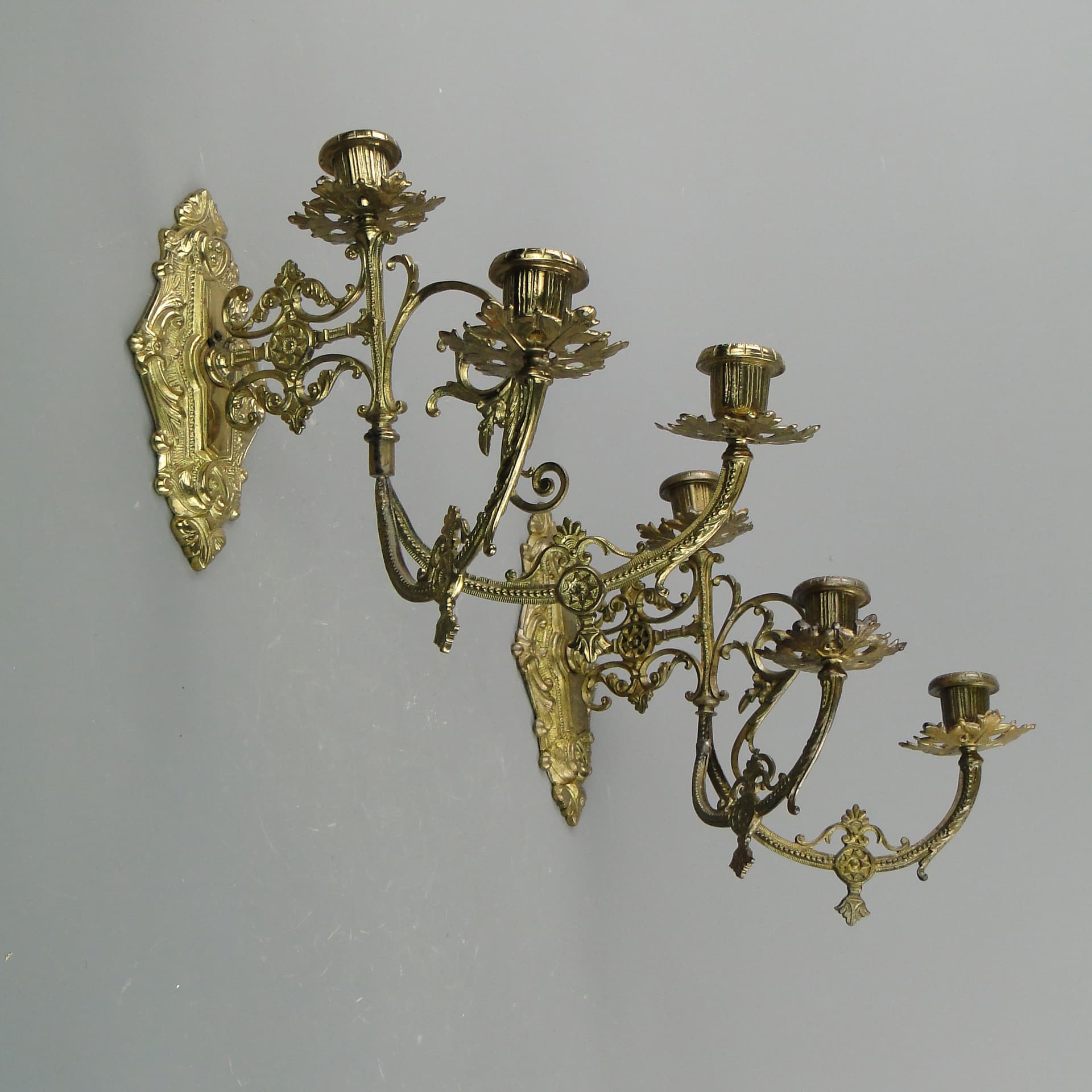 Para kinkietów, złoty, mosiądz, Francja, początek XX w. - 8071