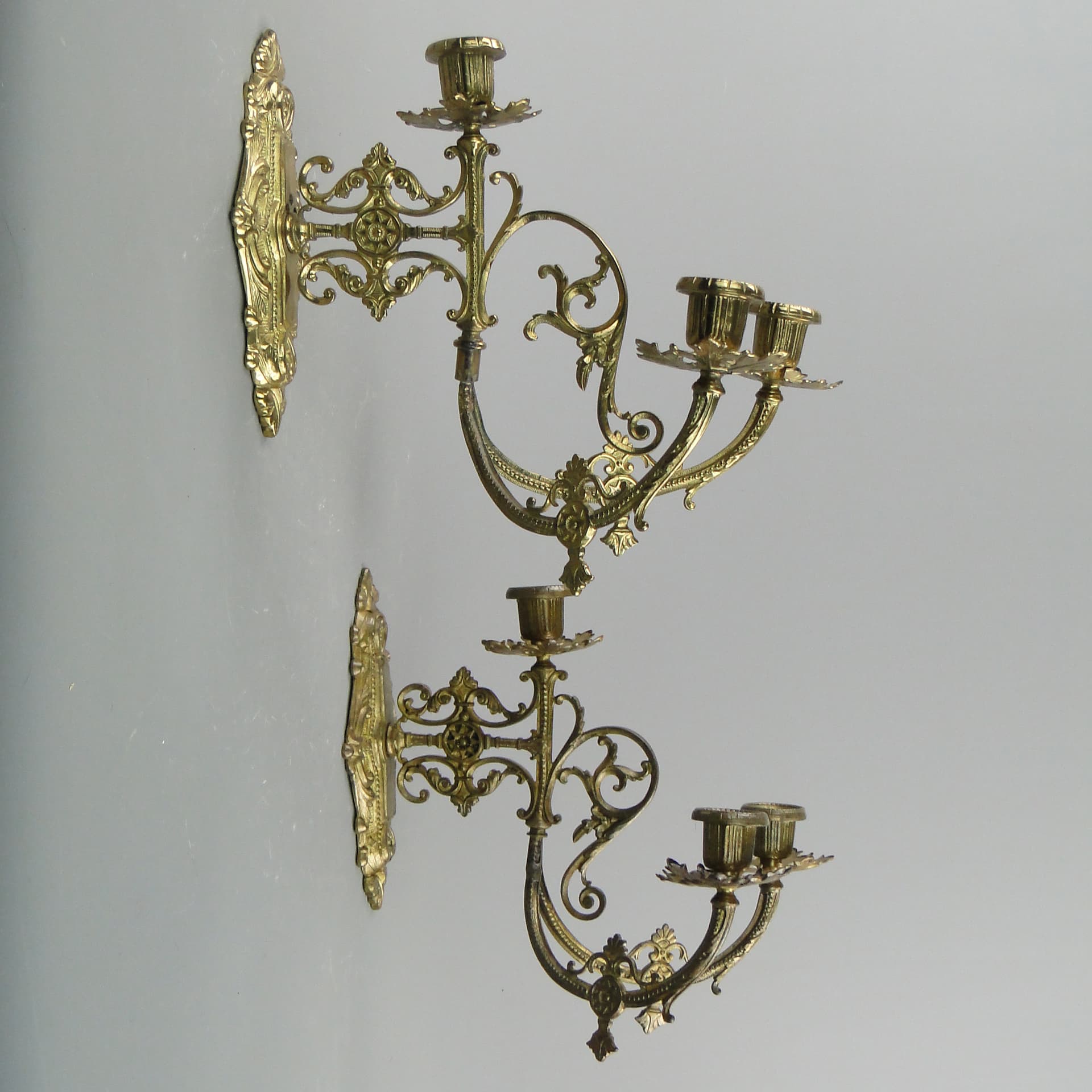 Para kinkietów, złoty, mosiądz, Francja, początek XX w. - 8066