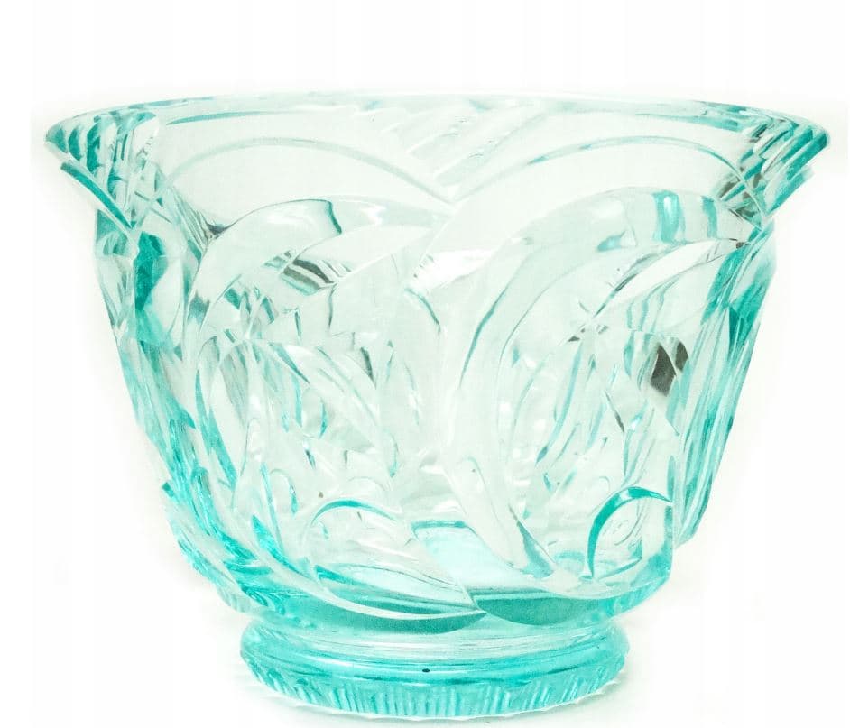 Wazon Art Deco, kryształ uranowy, Moser, Czechosłowacja, lata 30. - 111995