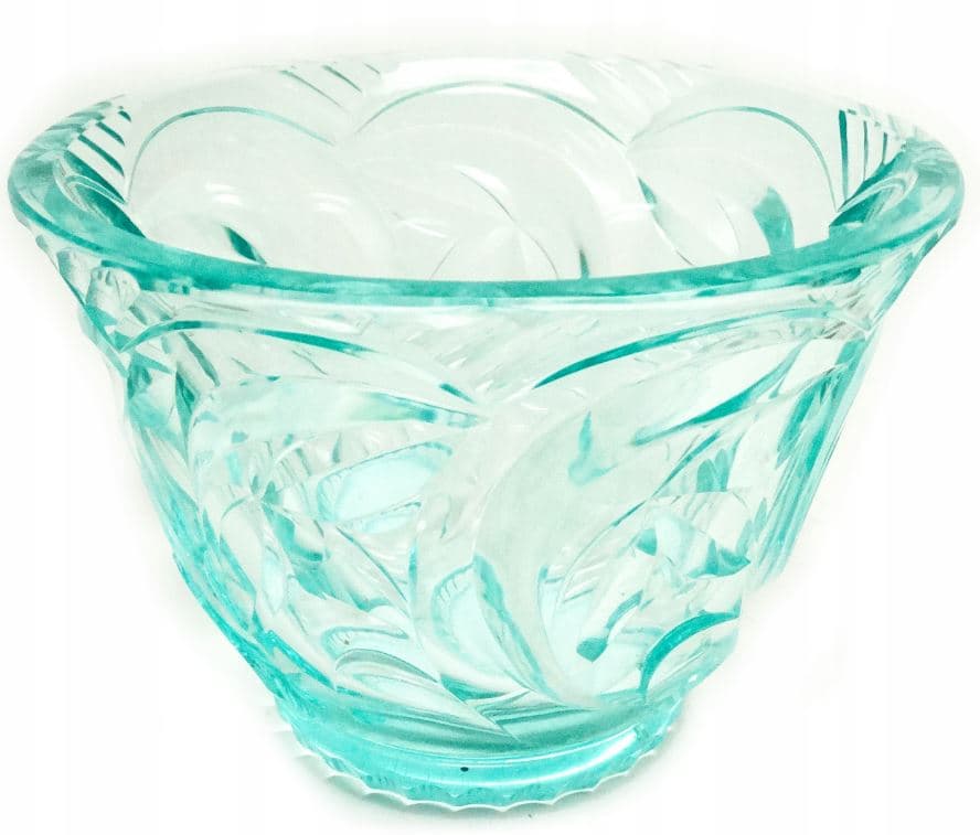 Wazon Art Deco, kryształ uranowy, Moser, Czechosłowacja, lata 30. - 111992