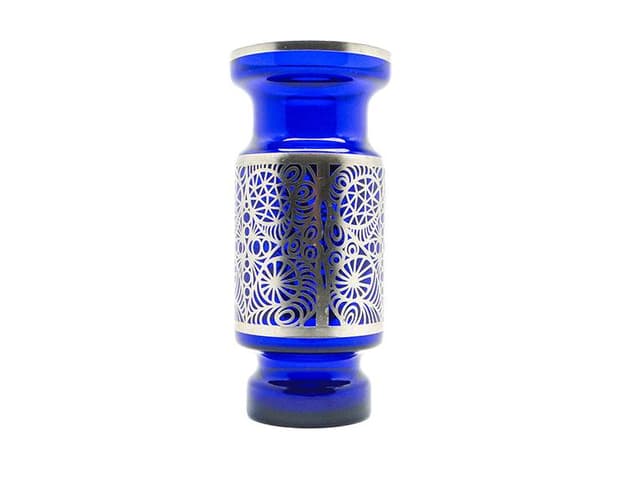 Wazon mid-century modern, szkło kobaltowe, Huta Hortensja, Polska, lata 60. - WYMIARY