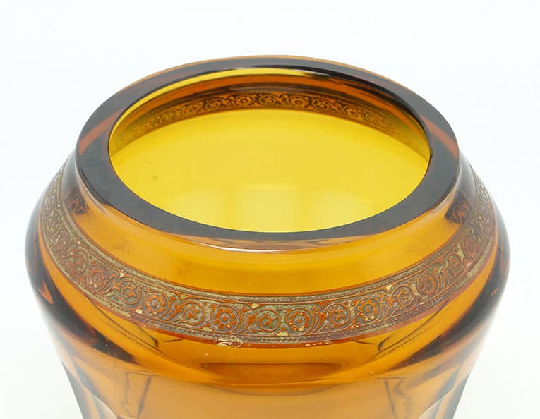 Wazon Art Deco, szkło miodowe, Bohemia, Czechosłowacja, lata 30. - 112101