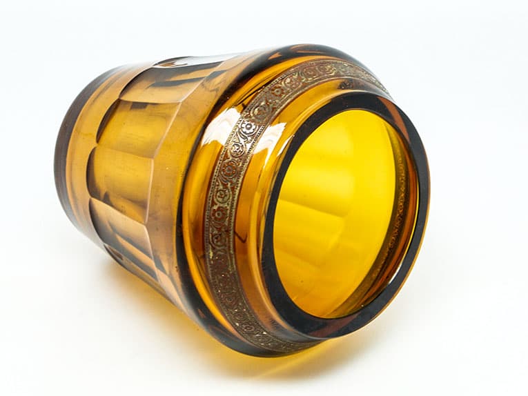 Wazon Art Deco, szkło miodowe, Bohemia, Czechosłowacja, lata 30. - 112103