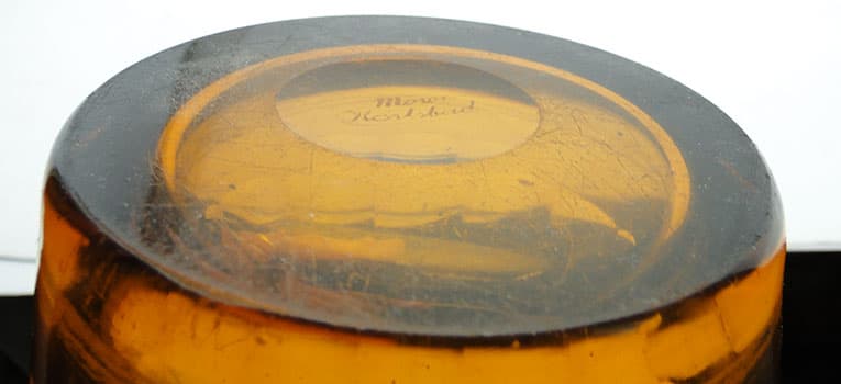 Wazon Art Deco, szkło miodowe, Bohemia, Czechosłowacja, lata 30. - 112099