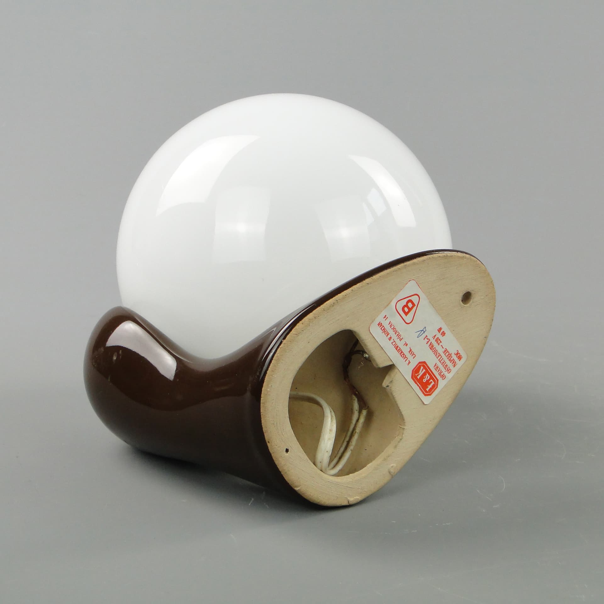 Wall sconce, brown dark, ceramics, Poland, 1970s. - 8106