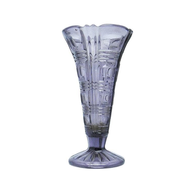 Mid-century modern vase, amethyst pressed glass, Huta Libohovice, Czechoslovakia, 1960s.