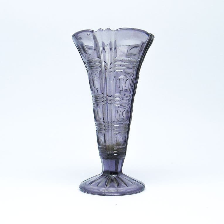 Mid-century modern vase, amethyst pressed glass, Huta Libohovice, Czechoslovakia, 1960s. - 112231