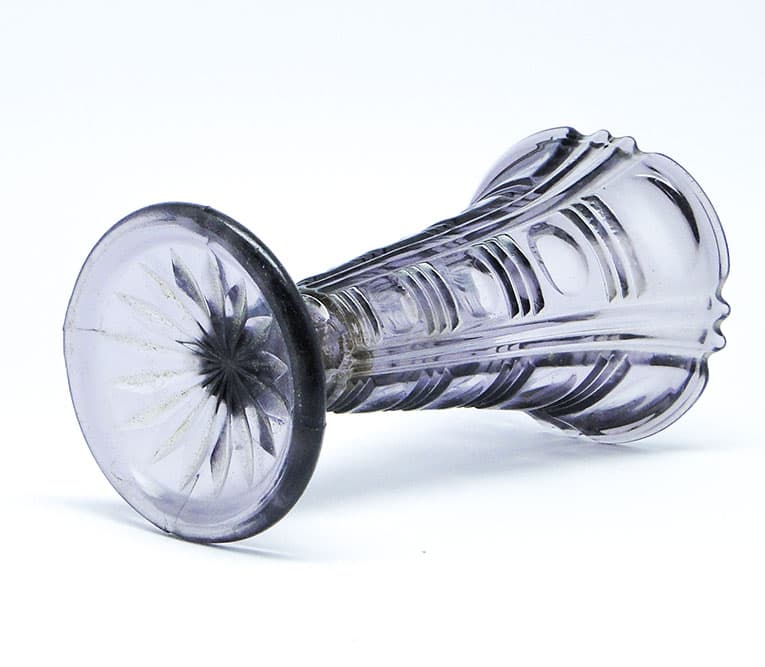 Mid-century modern vase, amethyst pressed glass, Huta Libohovice, Czechoslovakia, 1960s. - 112234