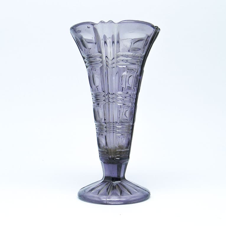 Mid-century modern vase, amethyst pressed glass, Huta Libohovice, Czechoslovakia, 1960s. - 112232