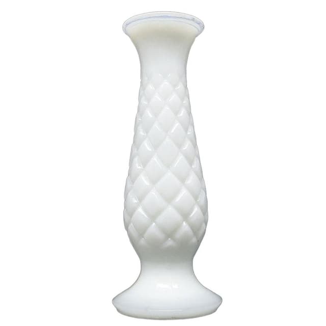Latticino mid-century modern vase, white glass, Ząbkowice, Poland, 1970s. - DIMENSION