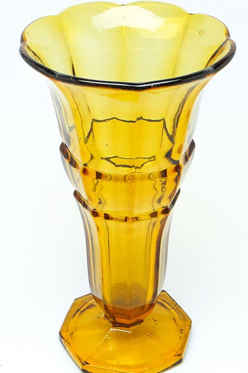 Wazon Art Deco, szkło miodowe, Val Saint Lambert, Belgia, lata 60. - 112316