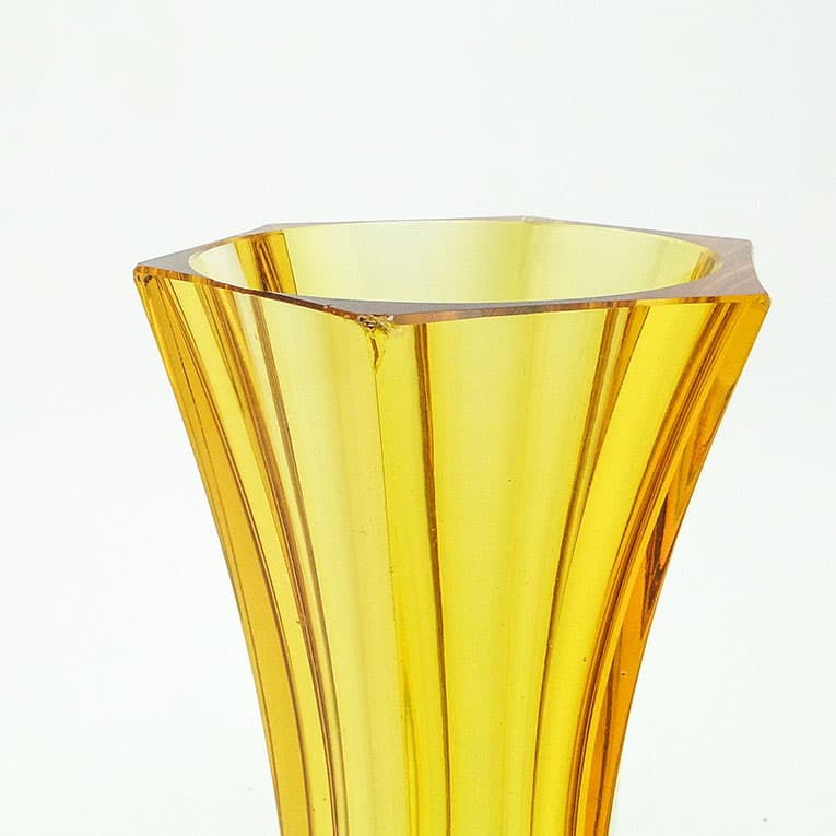 Wazon Art Deco, kryształ żółty, proj. J. Hoffmann, Moser, Czechy, lata 30. - 112560