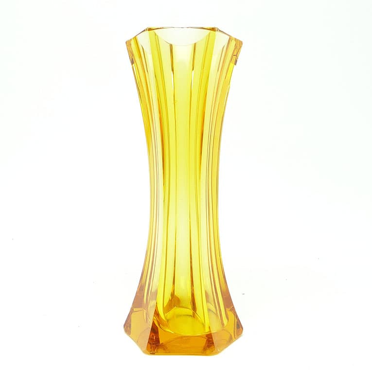 Wazon Art Deco, kryształ żółty, proj. J. Hoffmann, Moser, Czechy, lata 30. - 112552