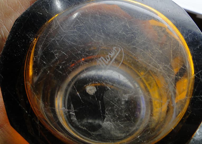 Bomboniera Art Deco, szkło miodowe, oroplastyka, Moser, Bohemia, Czechosłowacja, lata 30. - 112585